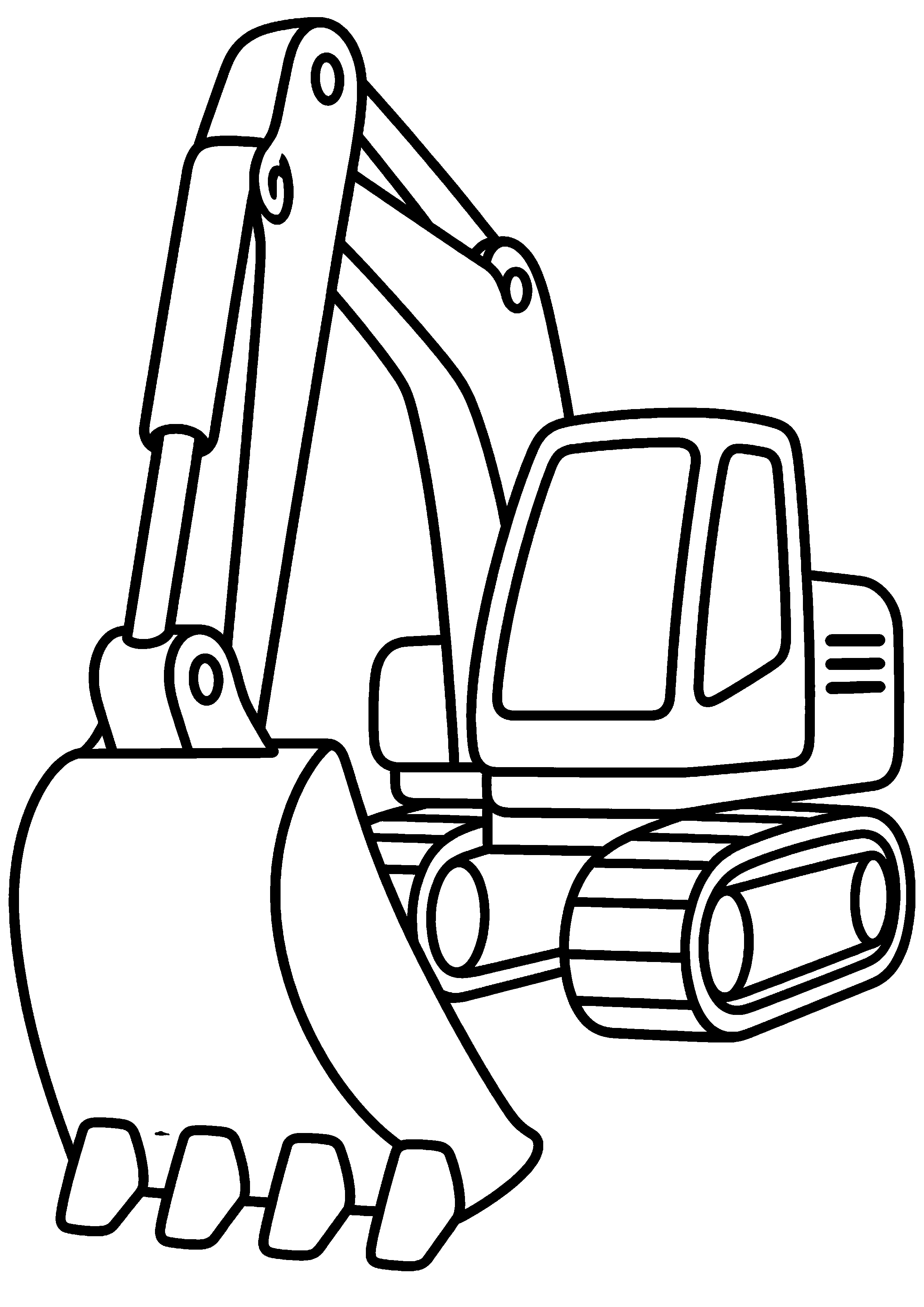 Coloriage facile pour maternelle représentant pelleteuse au grand godet en grand