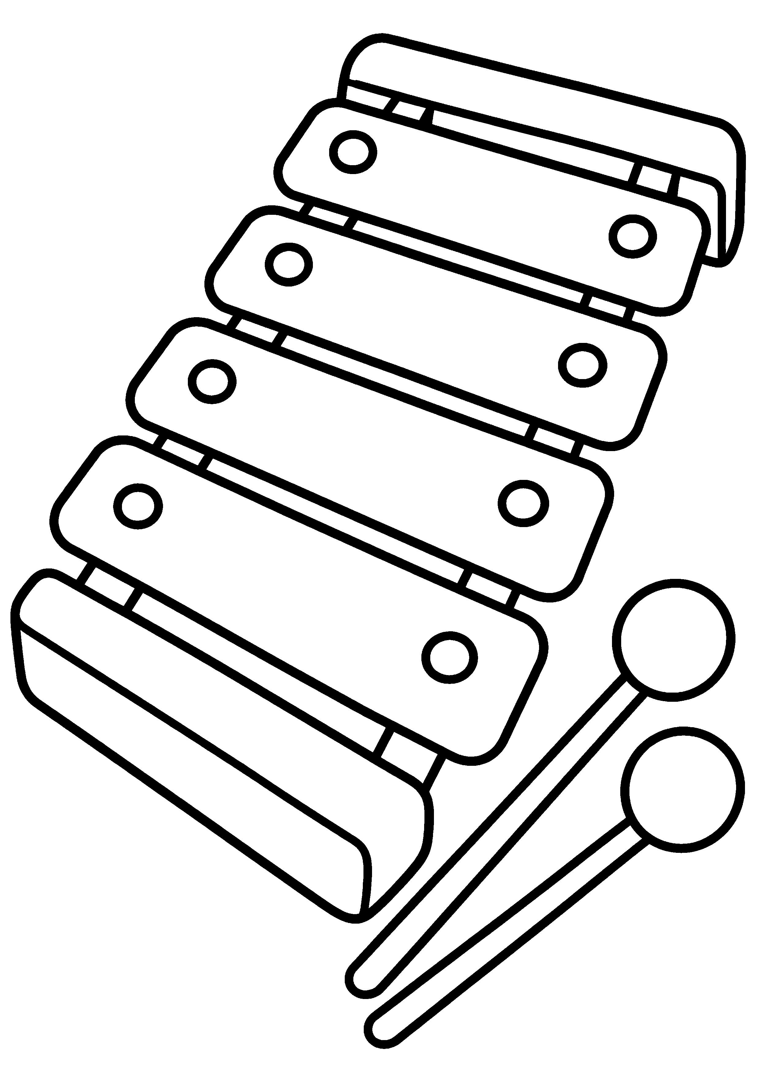 Coloriage facile pour maternelle représentant xylophone à cinq lames en grand
