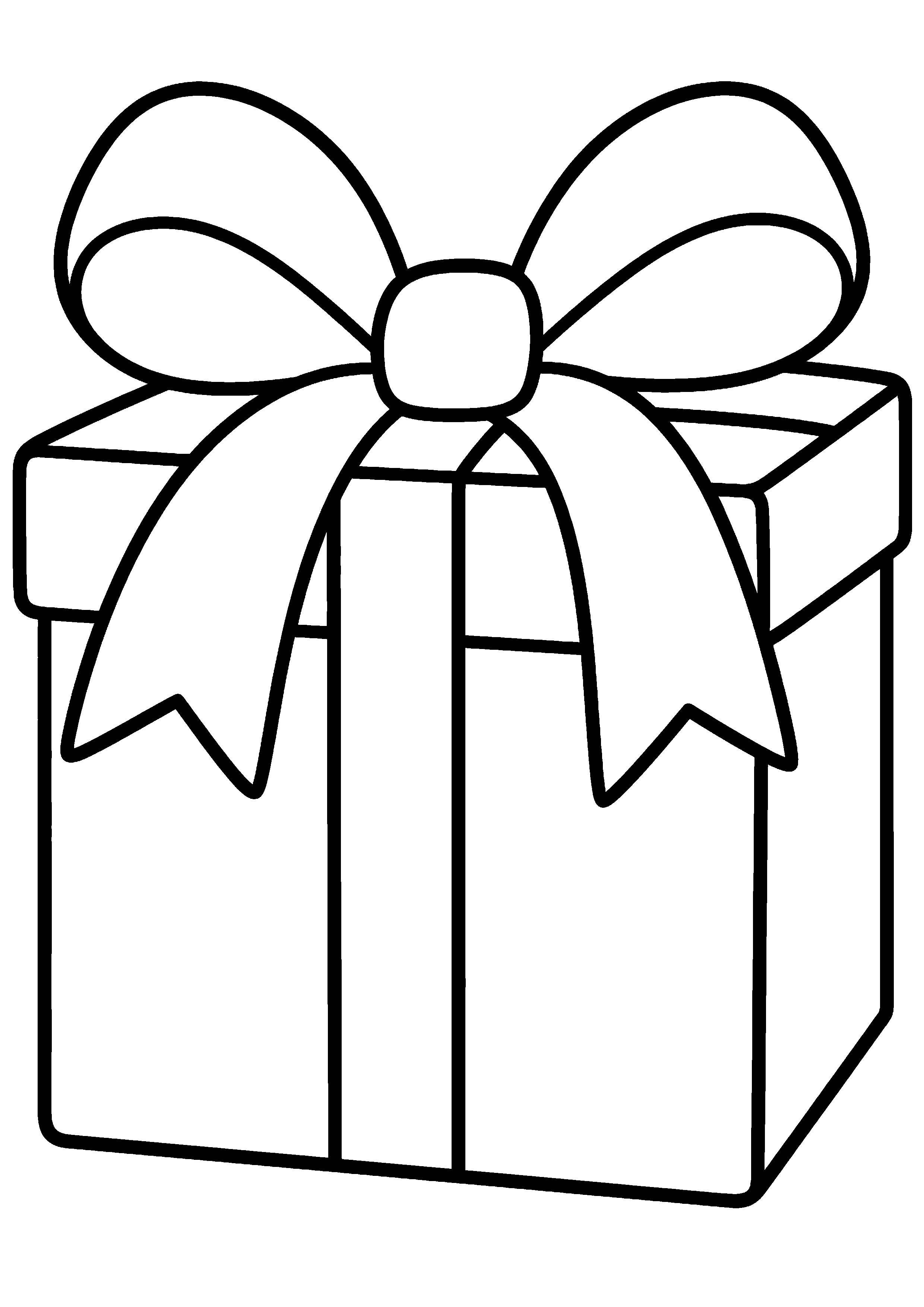 Coloriage facile pour maternelle représentant cadeau avec un large ruban en grand