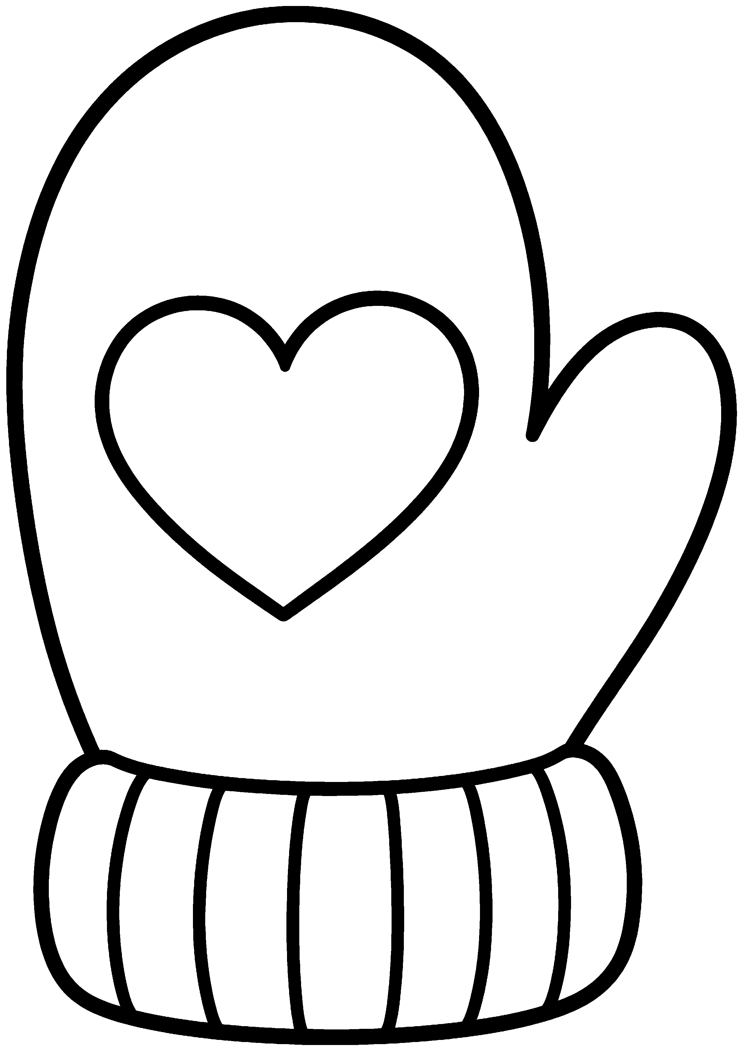 Coloriage facile pour maternelle représentant moufle ornée d'un cœur en grand