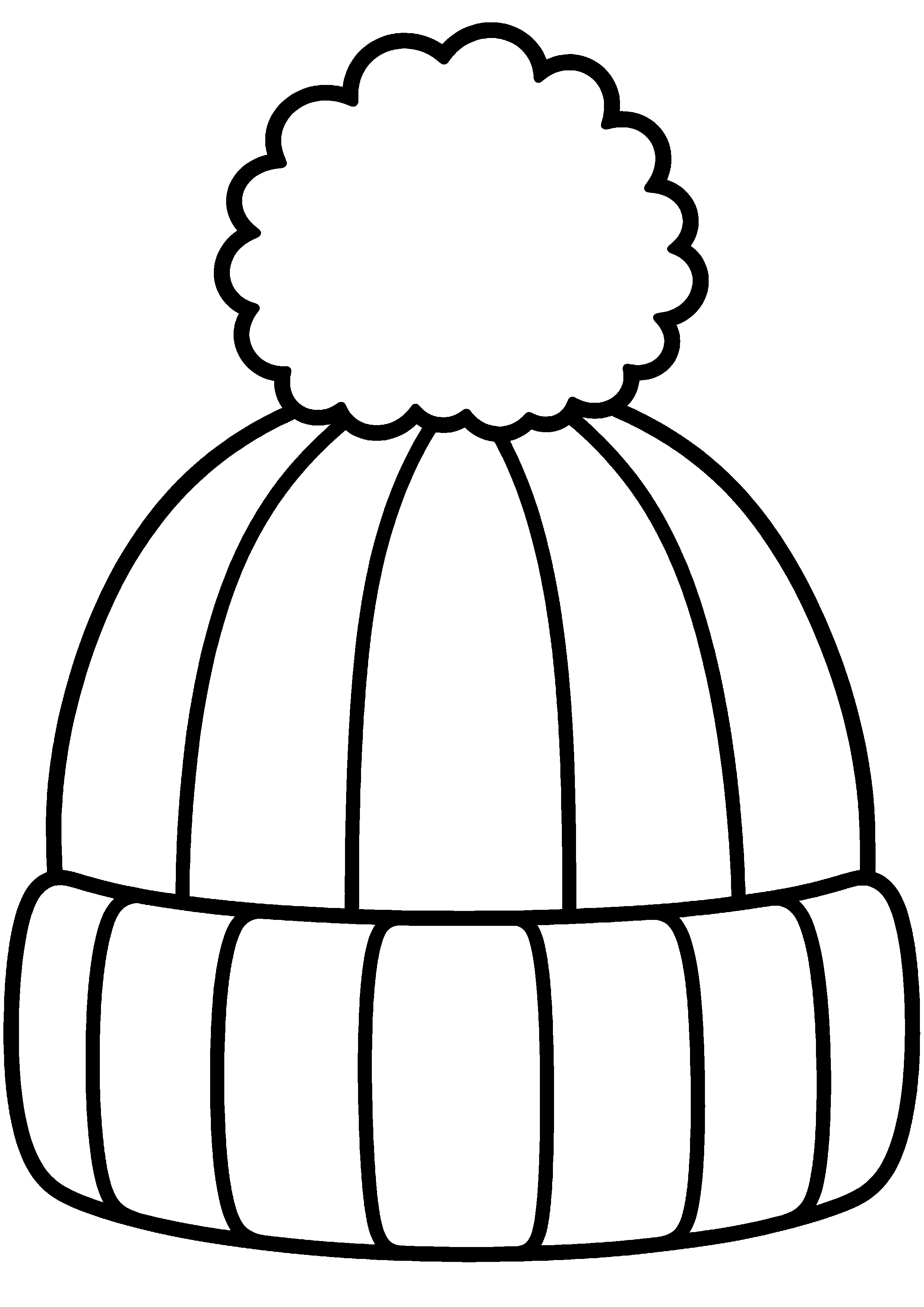 Coloriage facile pour maternelle représentant bonnet à gros pompon en grand
