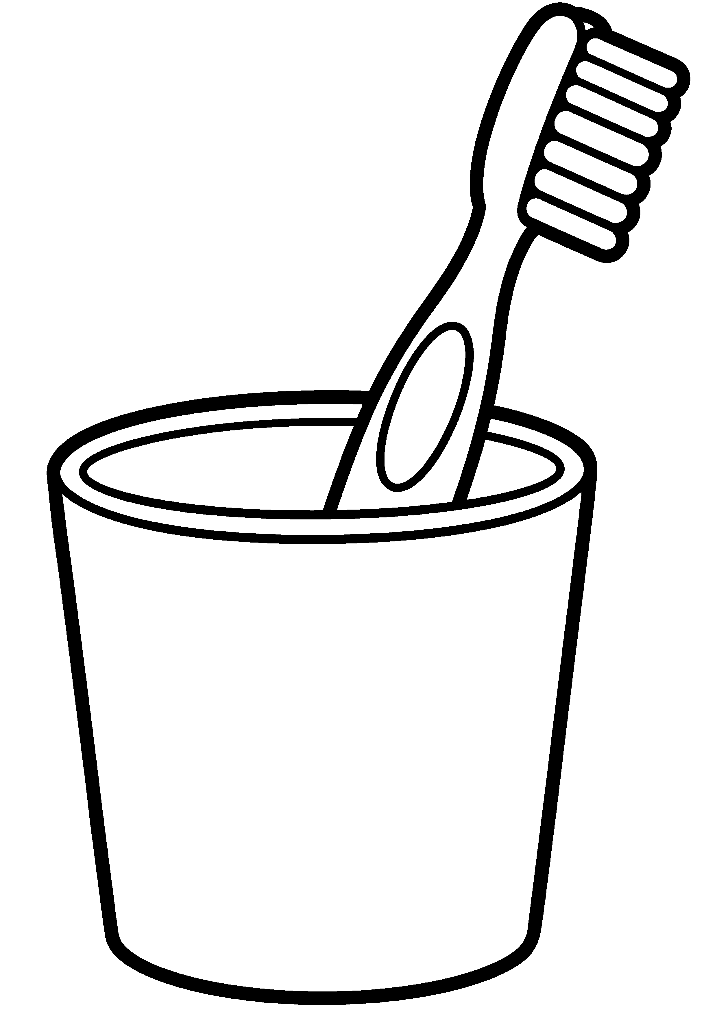 Coloriage facile pour maternelle représentant brosse à dents et gobelet en grand