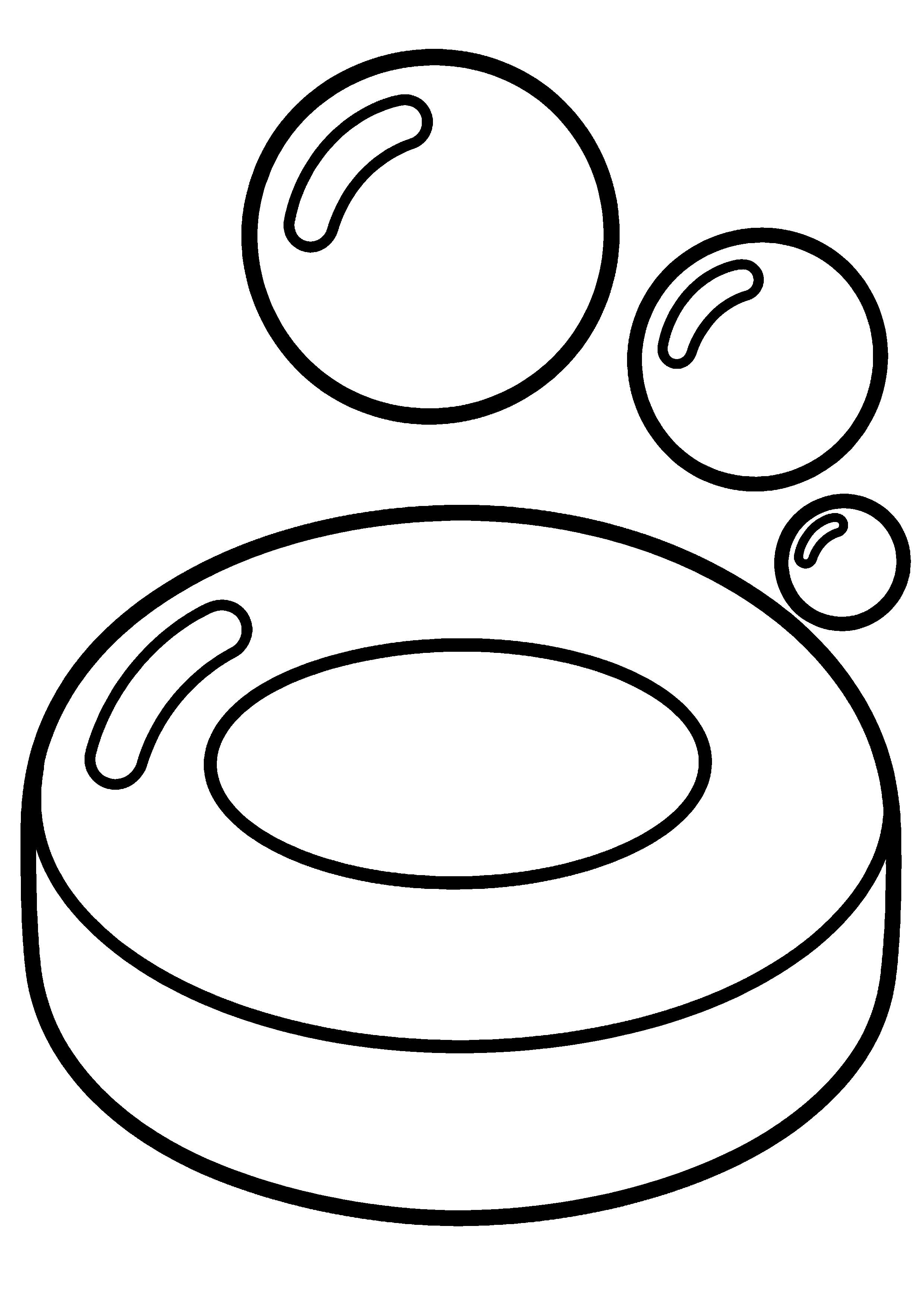 Coloriage facile pour maternelle représentant savon rond avec trois bulles en grand