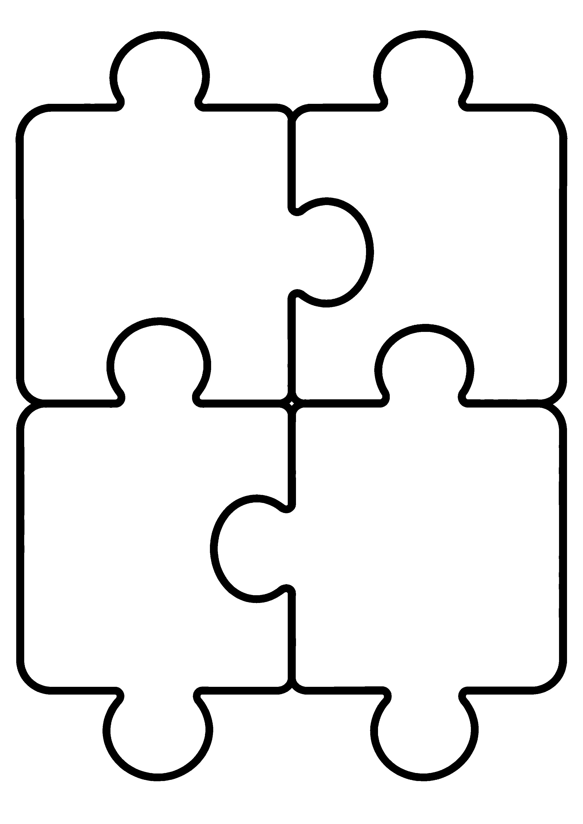 Coloriage facile pour maternelle représentant puzzle de quatre grosses pièces en grand