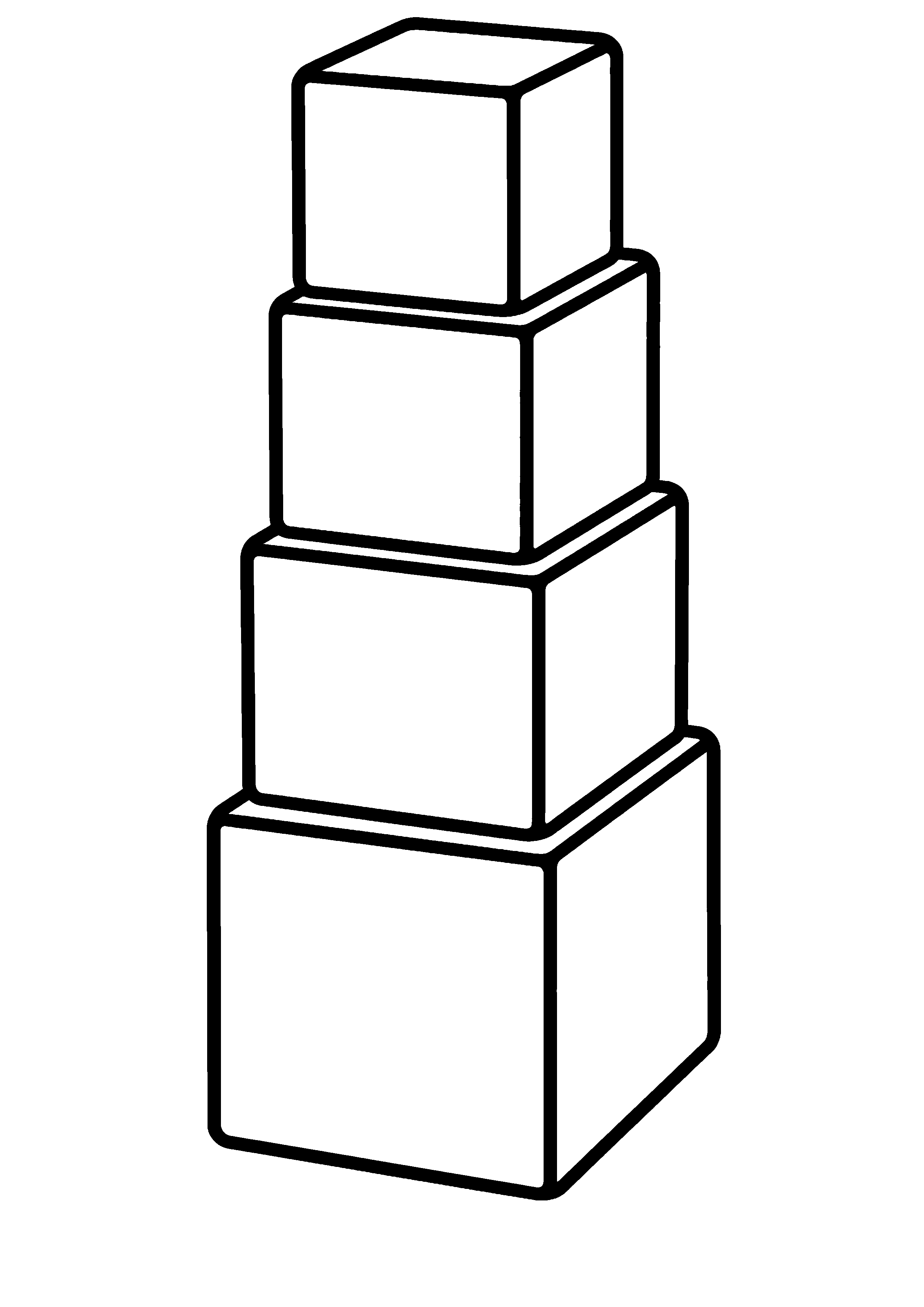 Coloriage facile pour maternelle représentant tour de cinq cubes en grand