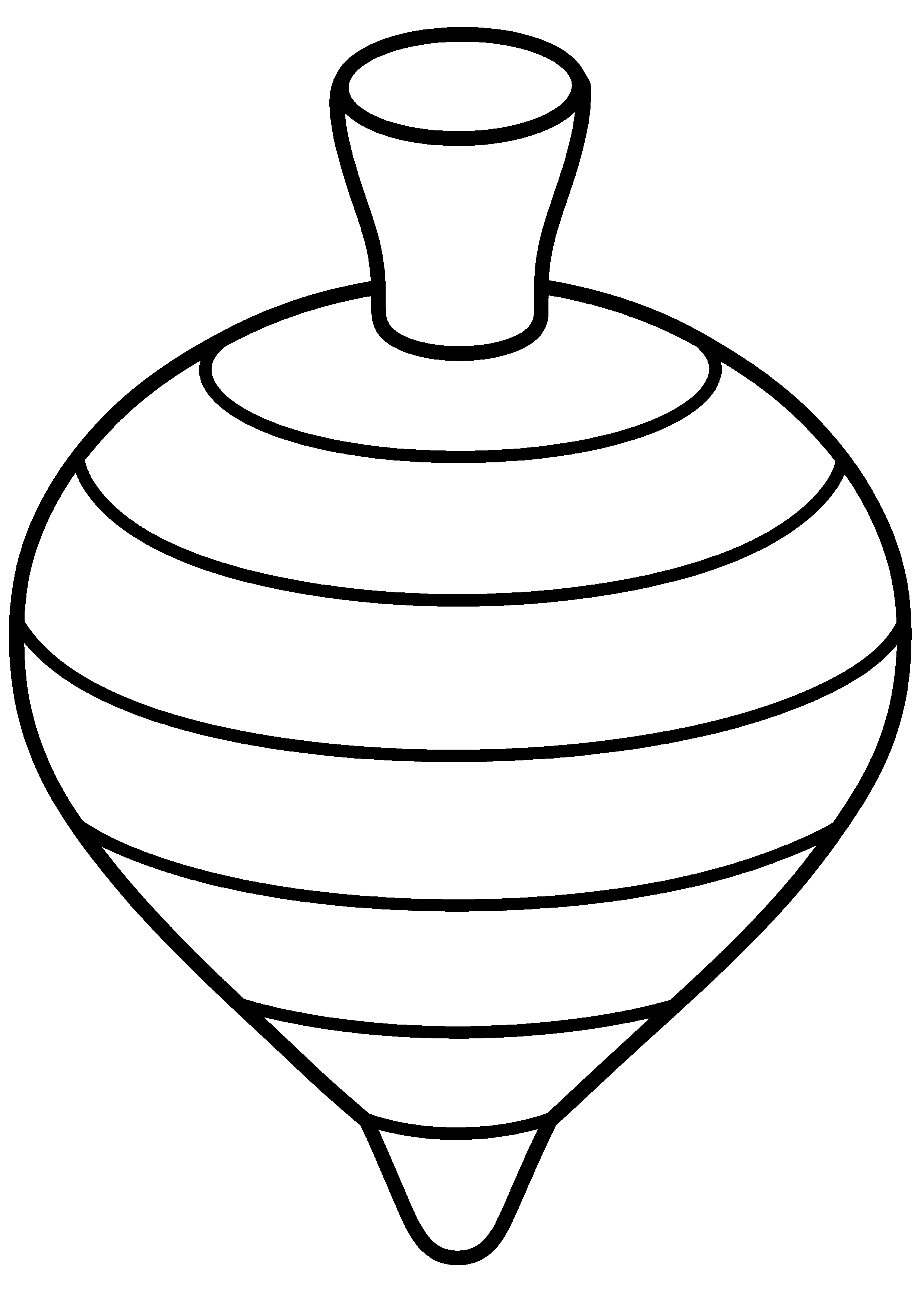 Coloriage facile pour maternelle représentant toupie rayée très simple en grand