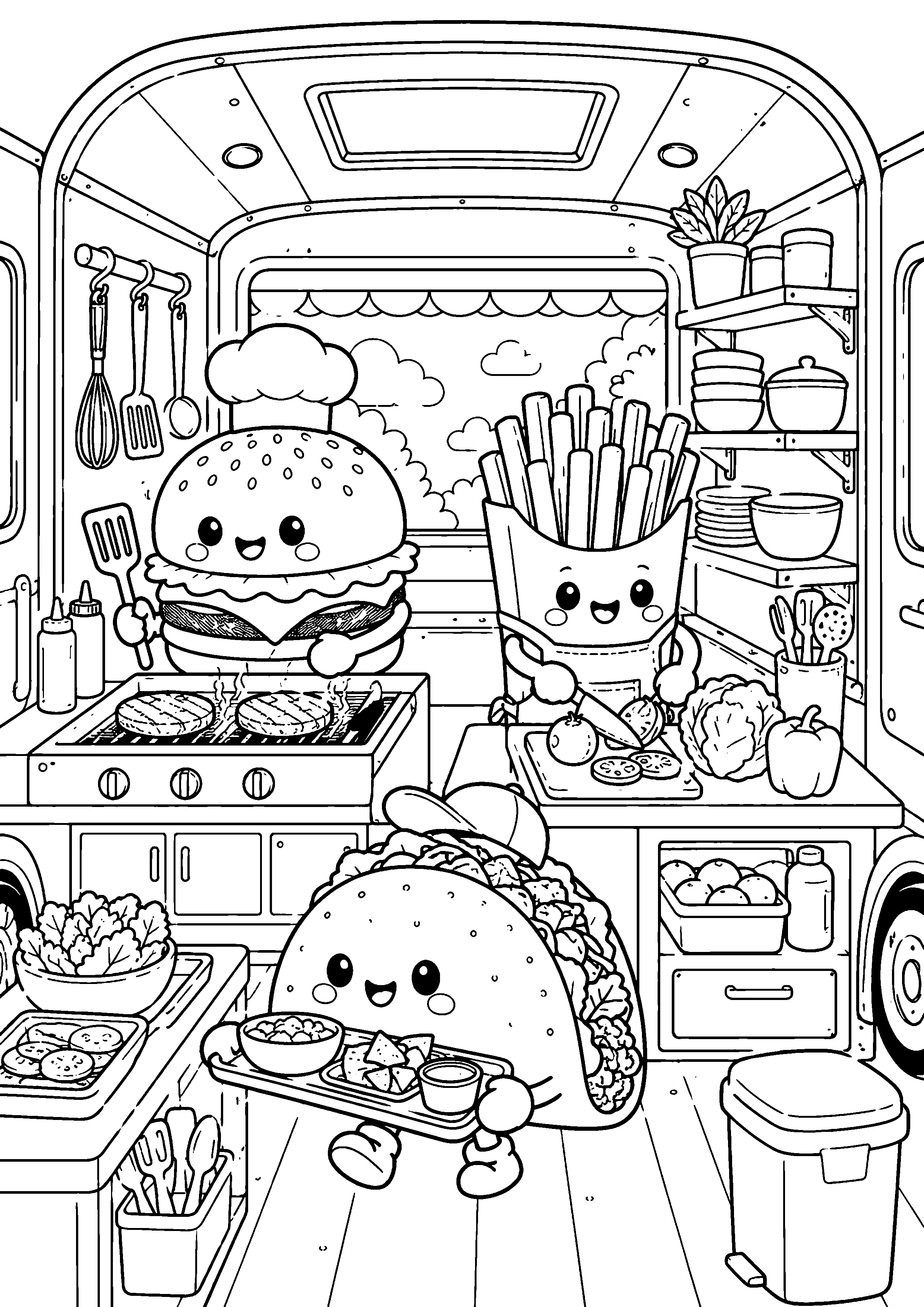 Coloriage Fast-food kawaii – dessin 12