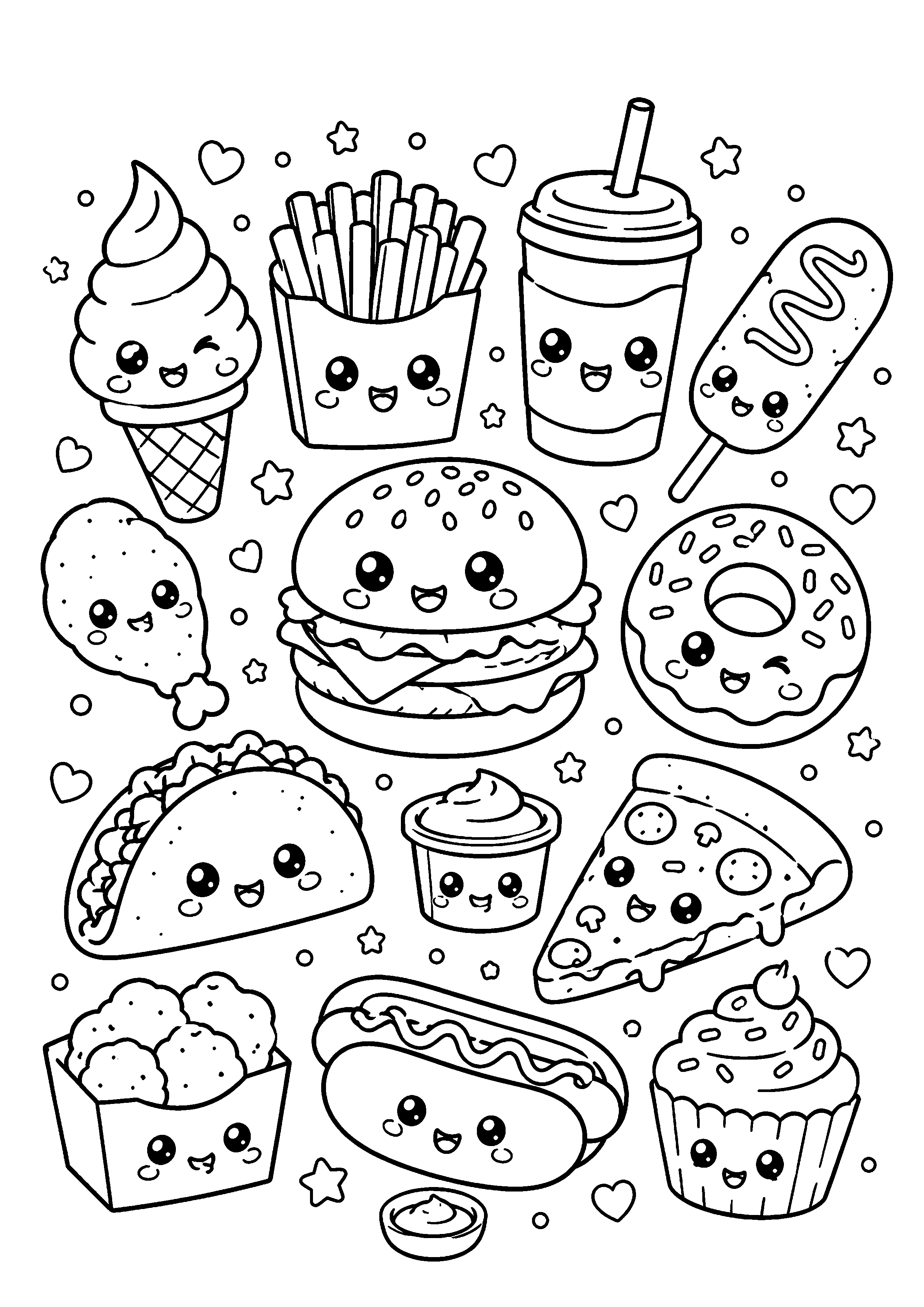 Coloriage Fast-food kawaii – dessin 4