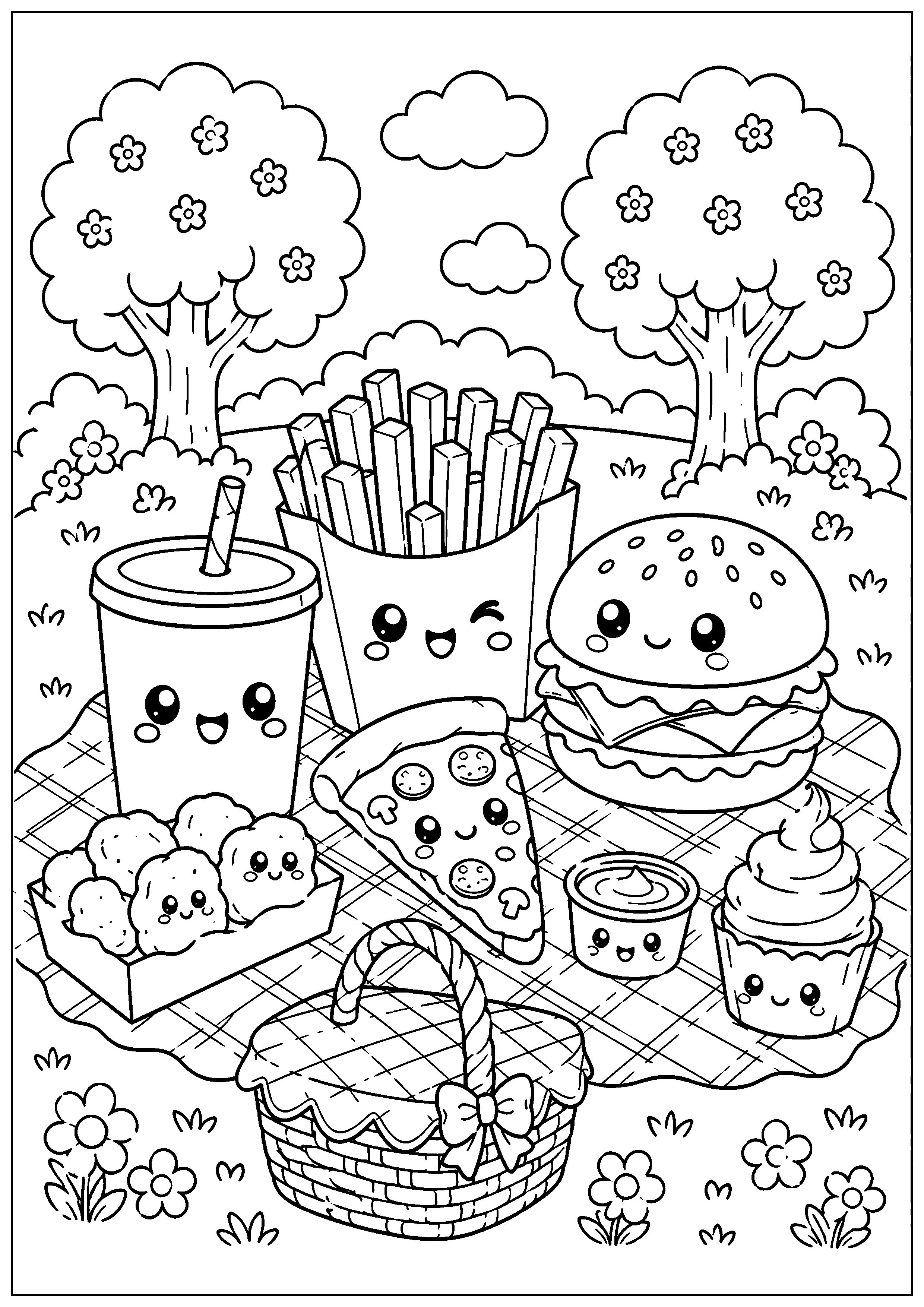Coloriage Fast-food kawaii – dessin 3