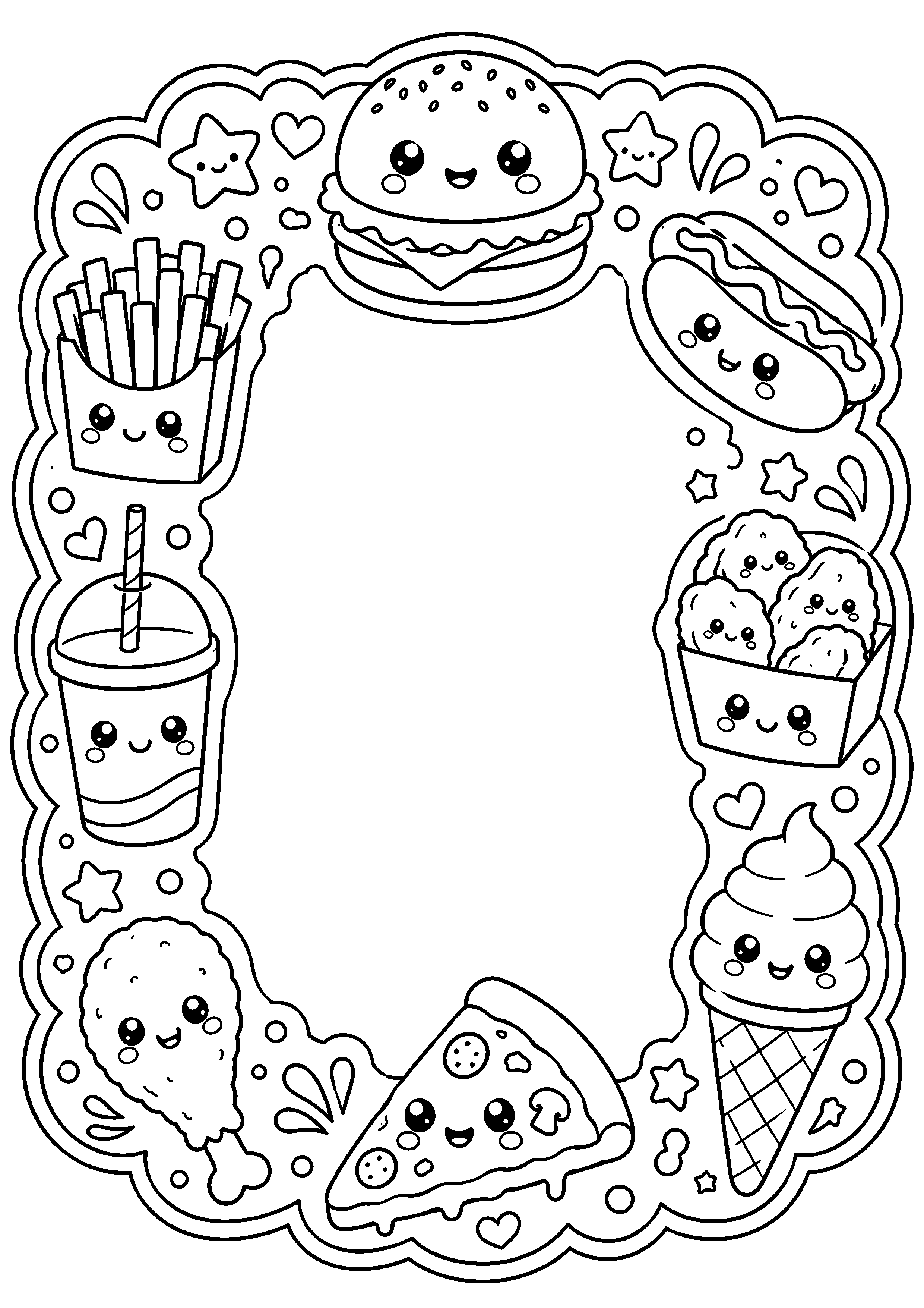 Coloriage Fast-food kawaii – dessin 2