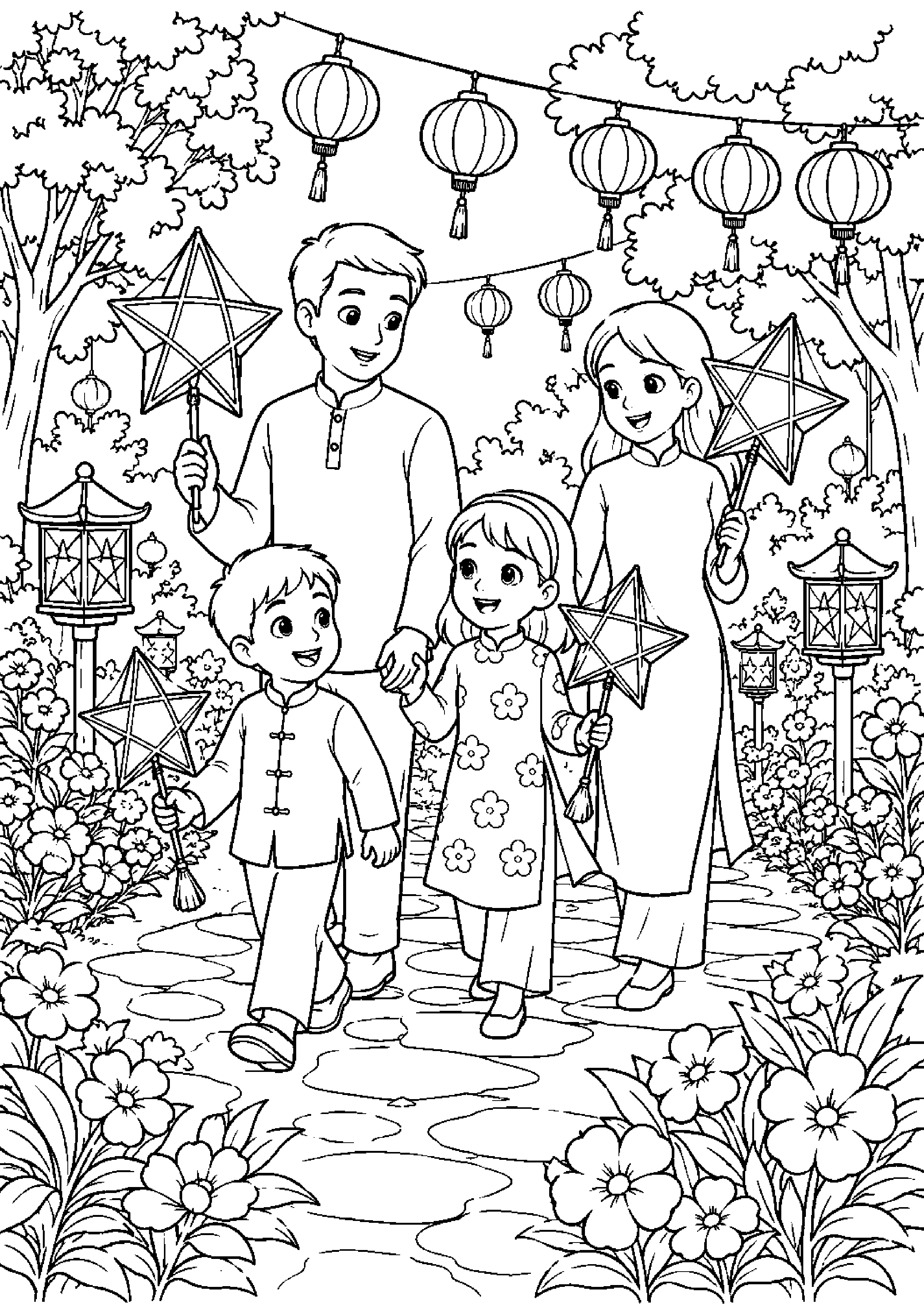 Coloriage festival de lanternes à imprimer – dessin n°2
