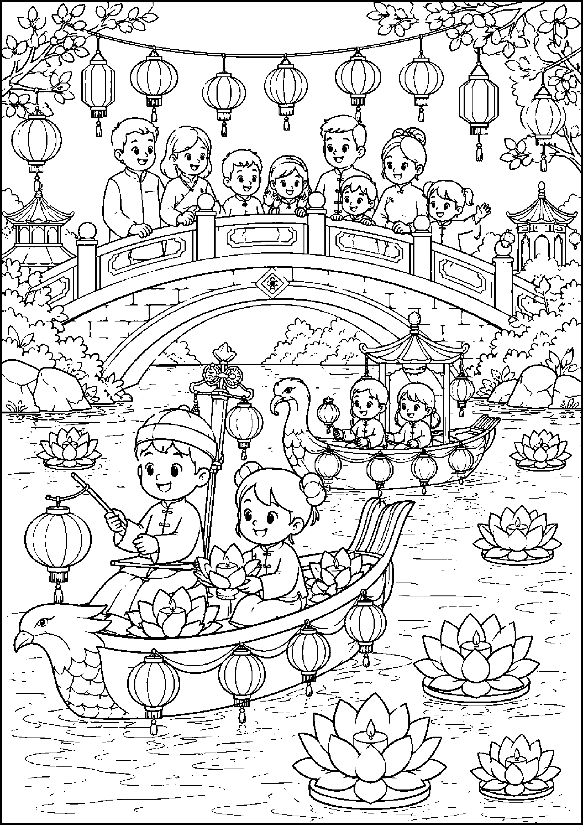 Coloriage festival de lanternes à imprimer – dessin n°4
