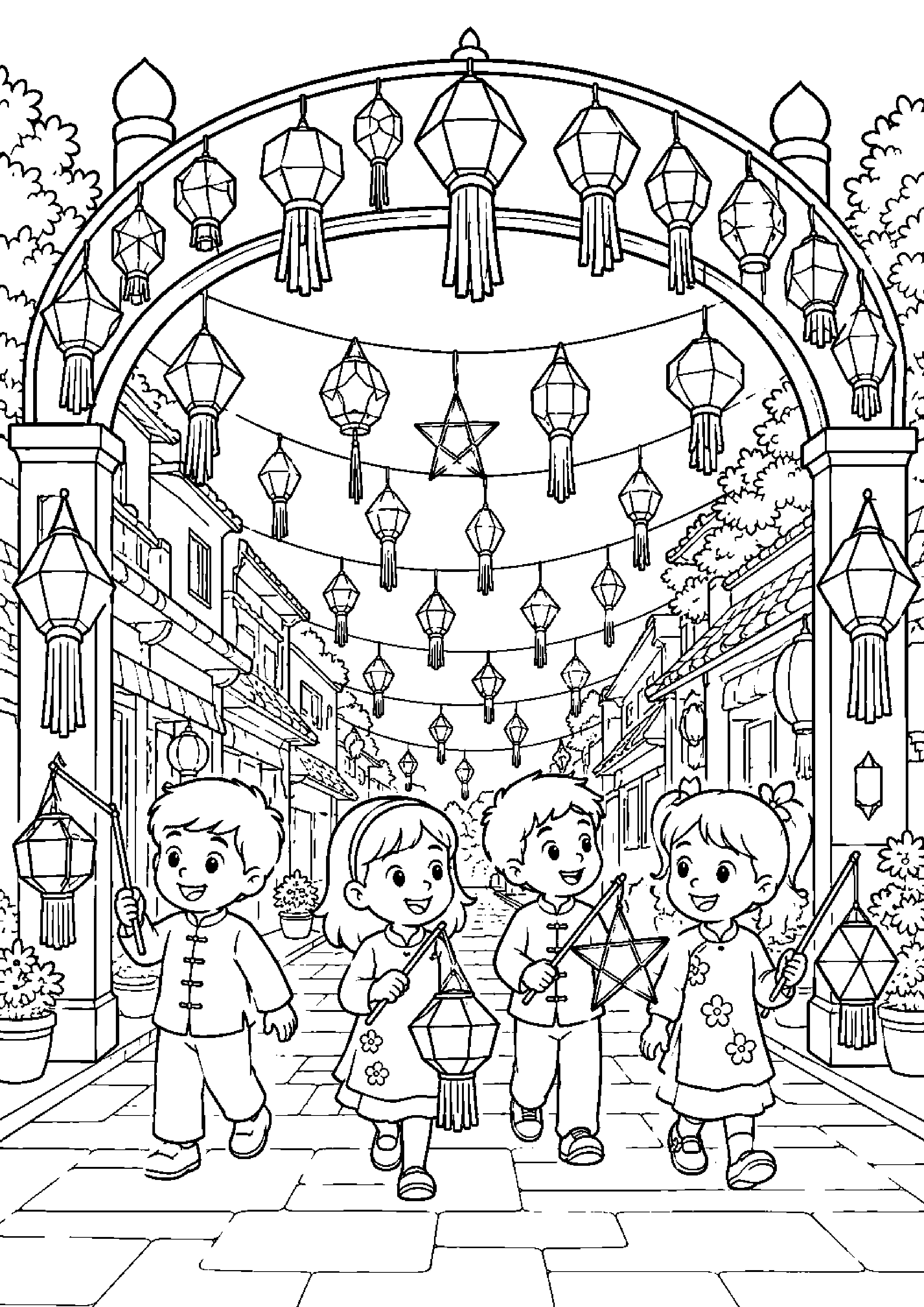 Coloriage festival de lanternes à imprimer – dessin n°5