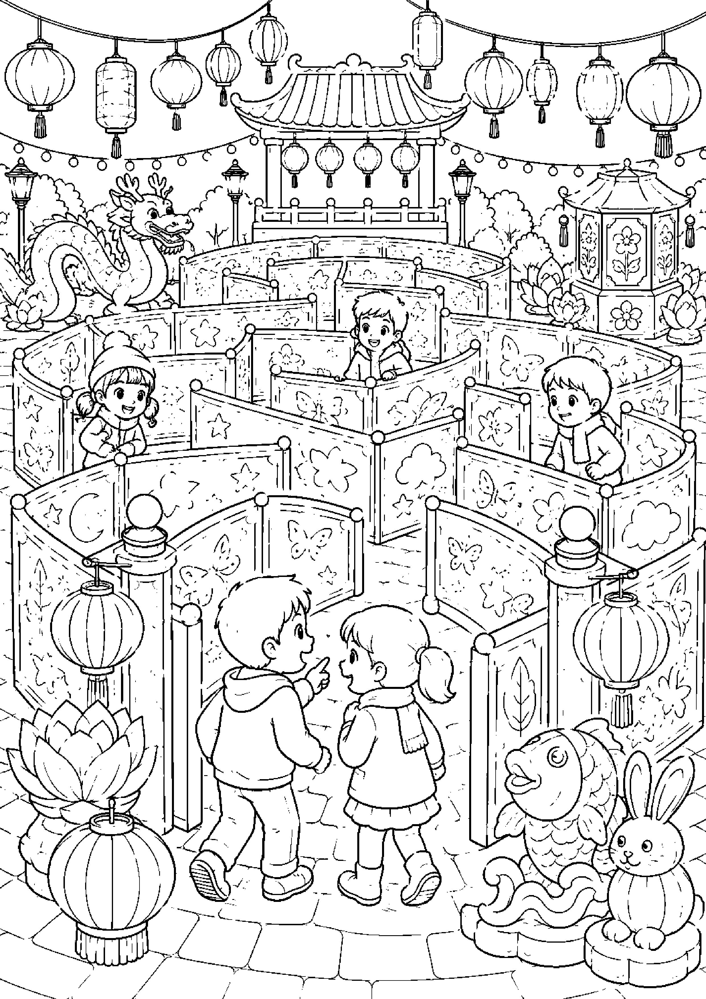 Coloriage festival de lanternes à imprimer – dessin n°7
