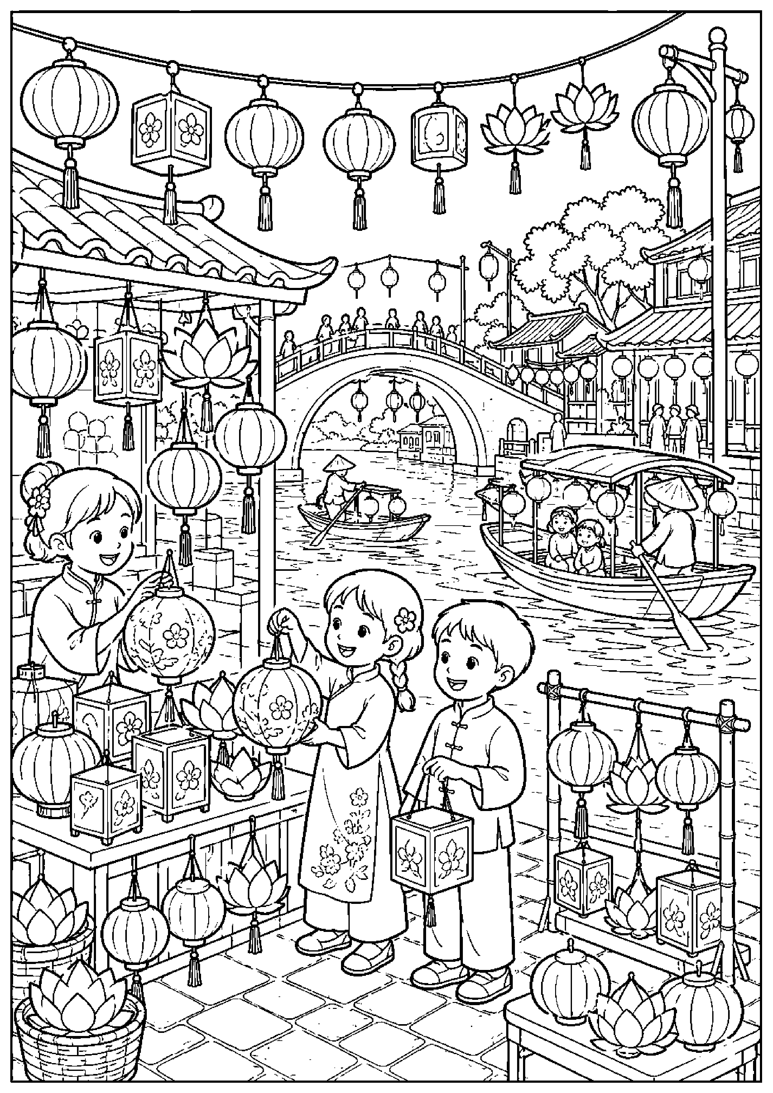 Coloriage festival de lanternes à imprimer – dessin n°8
