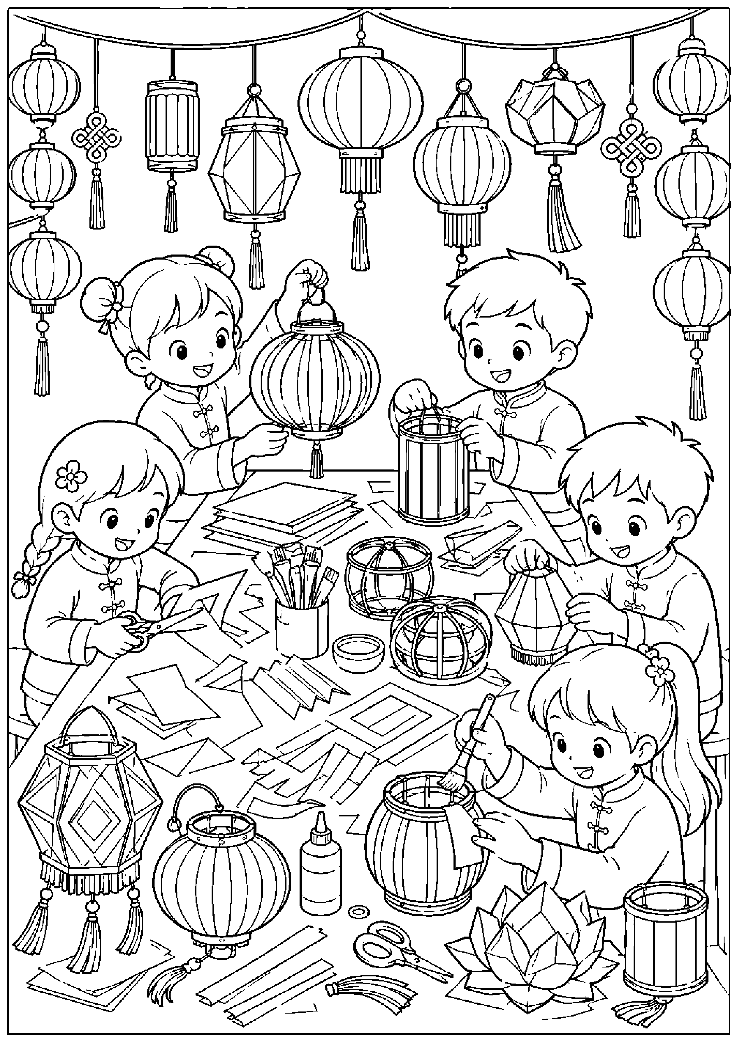 Coloriage festival de lanternes à imprimer – dessin n°9
