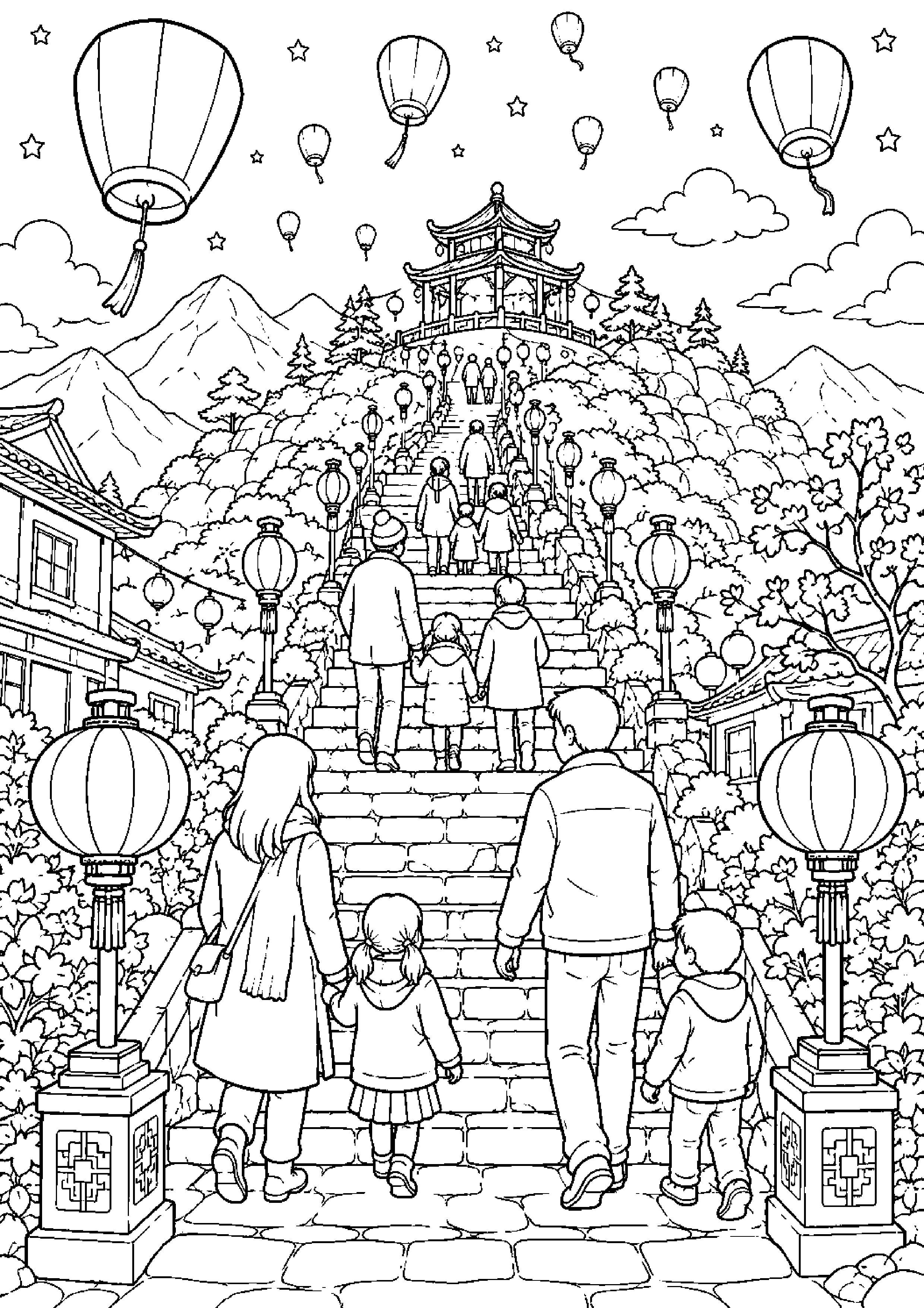 Coloriage festival de lanternes à imprimer – dessin n°11