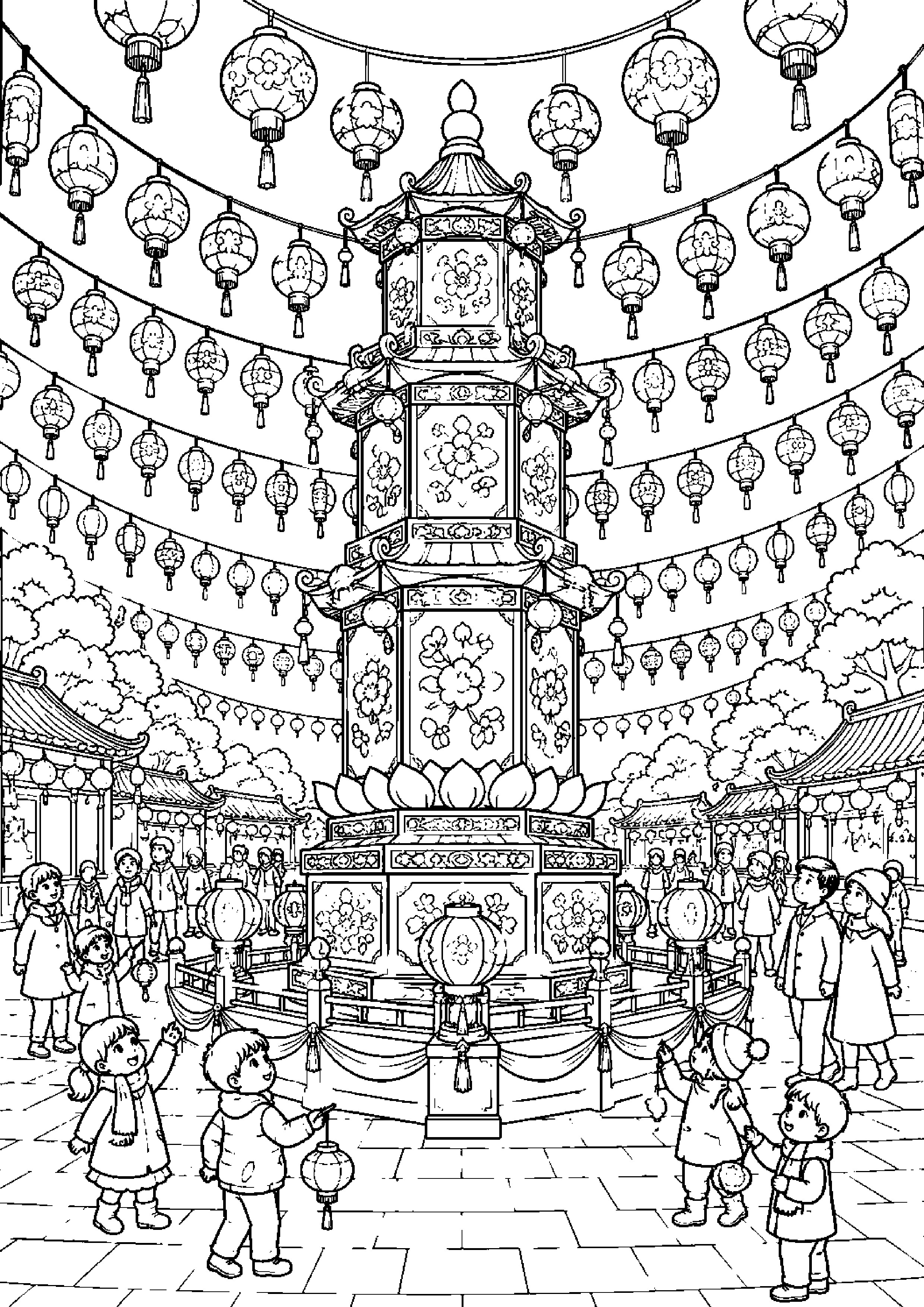 Coloriage festival de lanternes à imprimer – dessin n°16