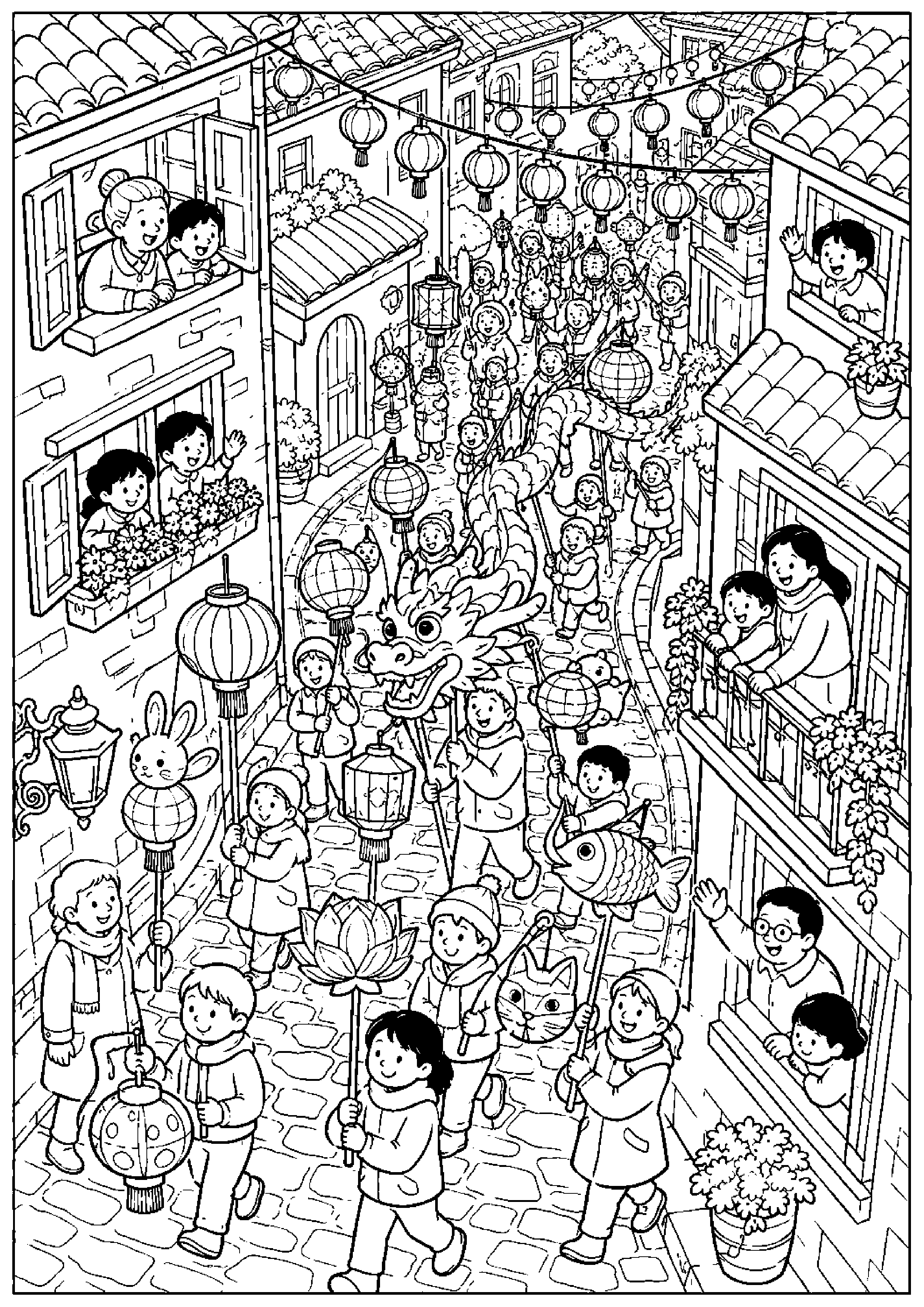 Coloriage festival de lanternes à imprimer – dessin n°17