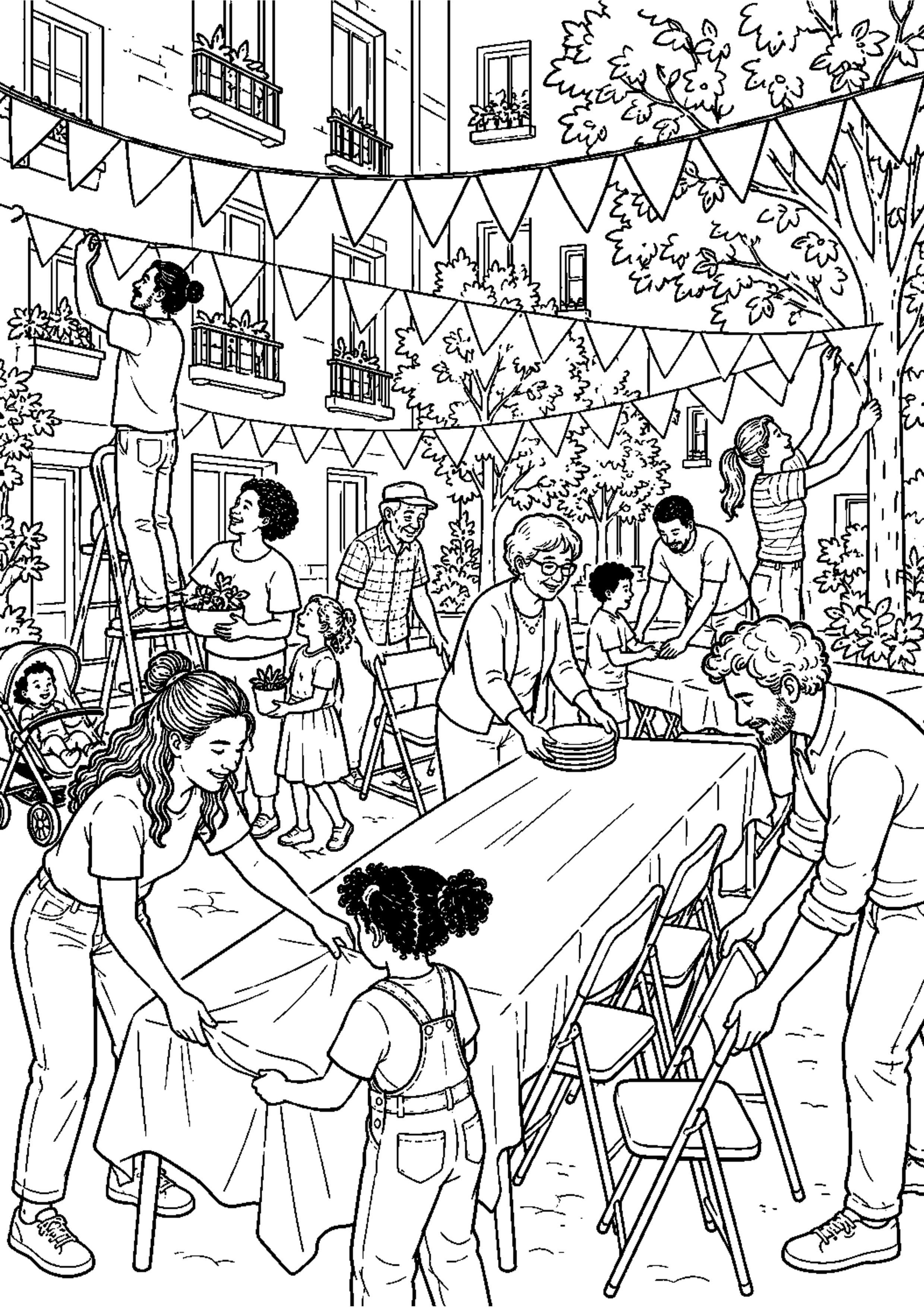 Coloriage fête des voisins : 20 dessins à imprimer