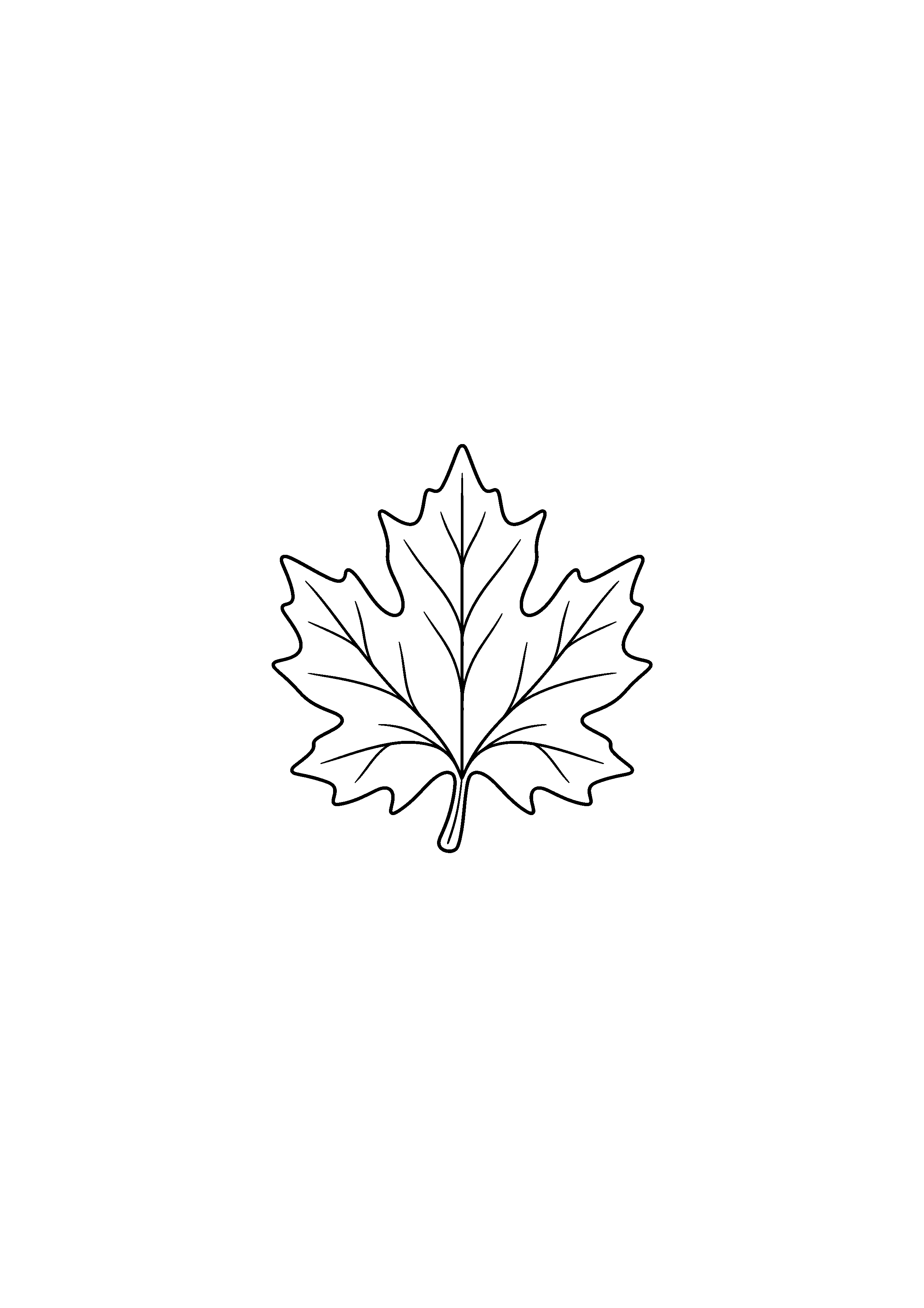 Coloriage noir et blanc représentant grande feuille d'érable