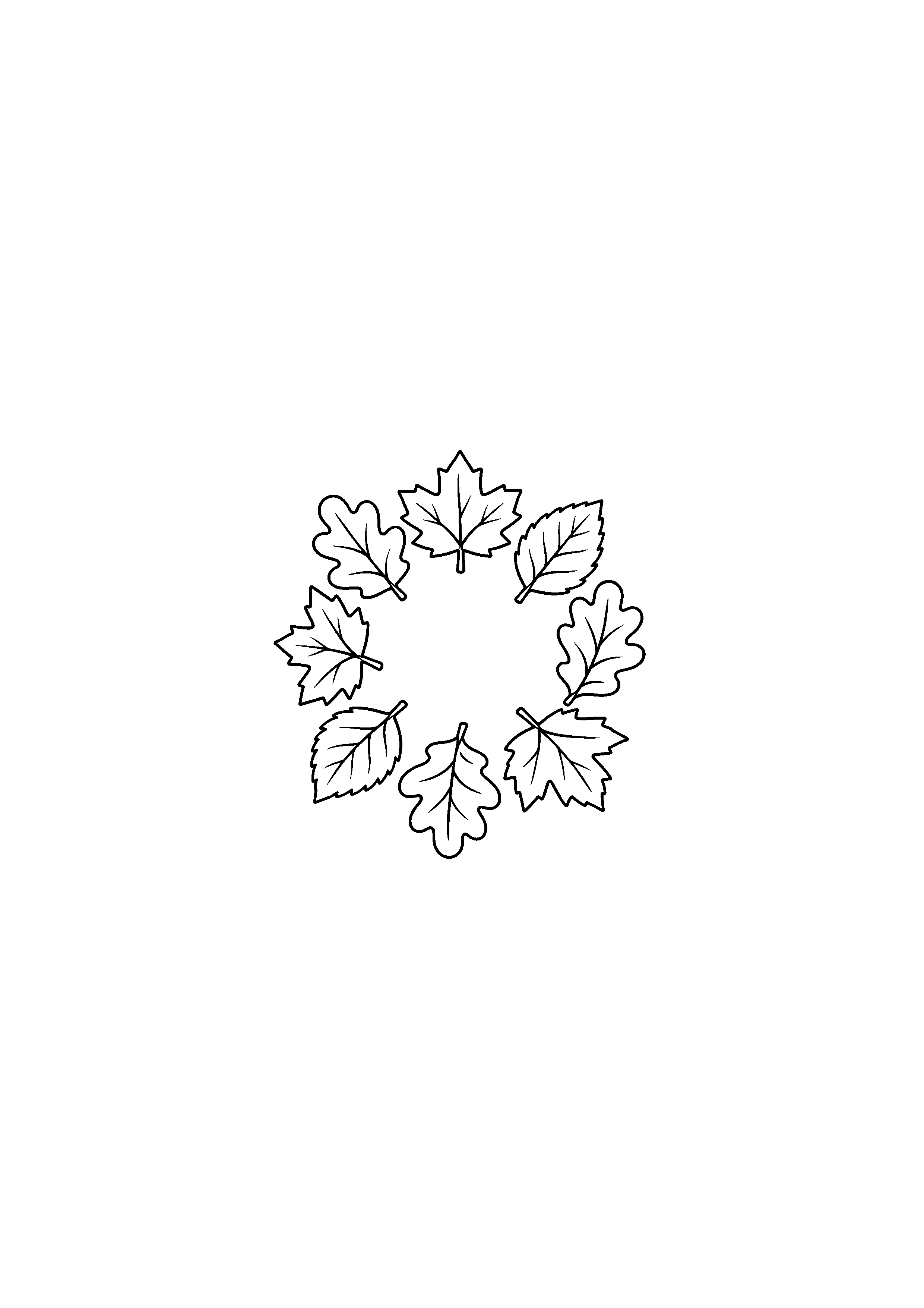 Coloriage noir et blanc représentant couronne simple de feuilles