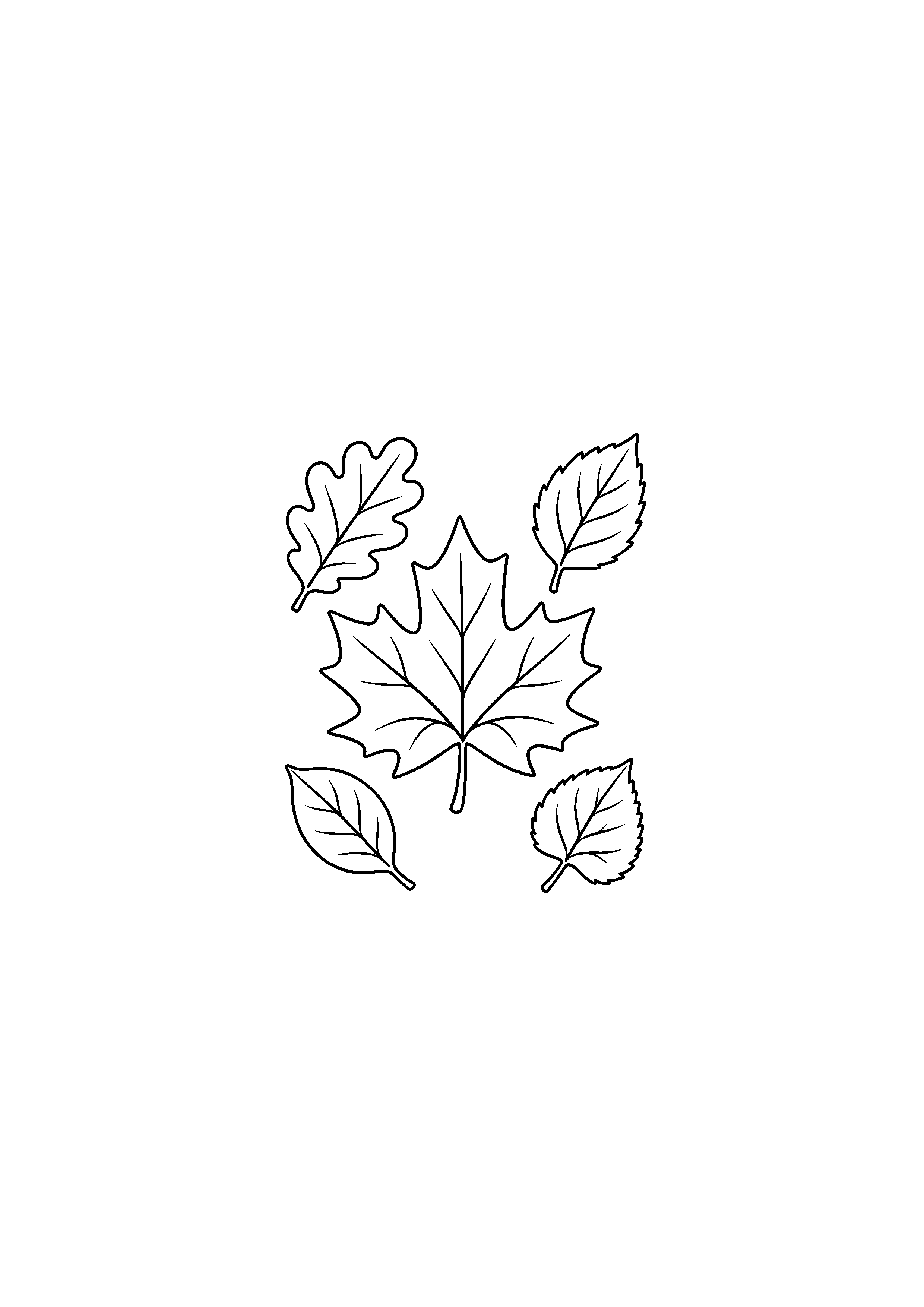 Coloriage noir et blanc représentant collage de feuilles