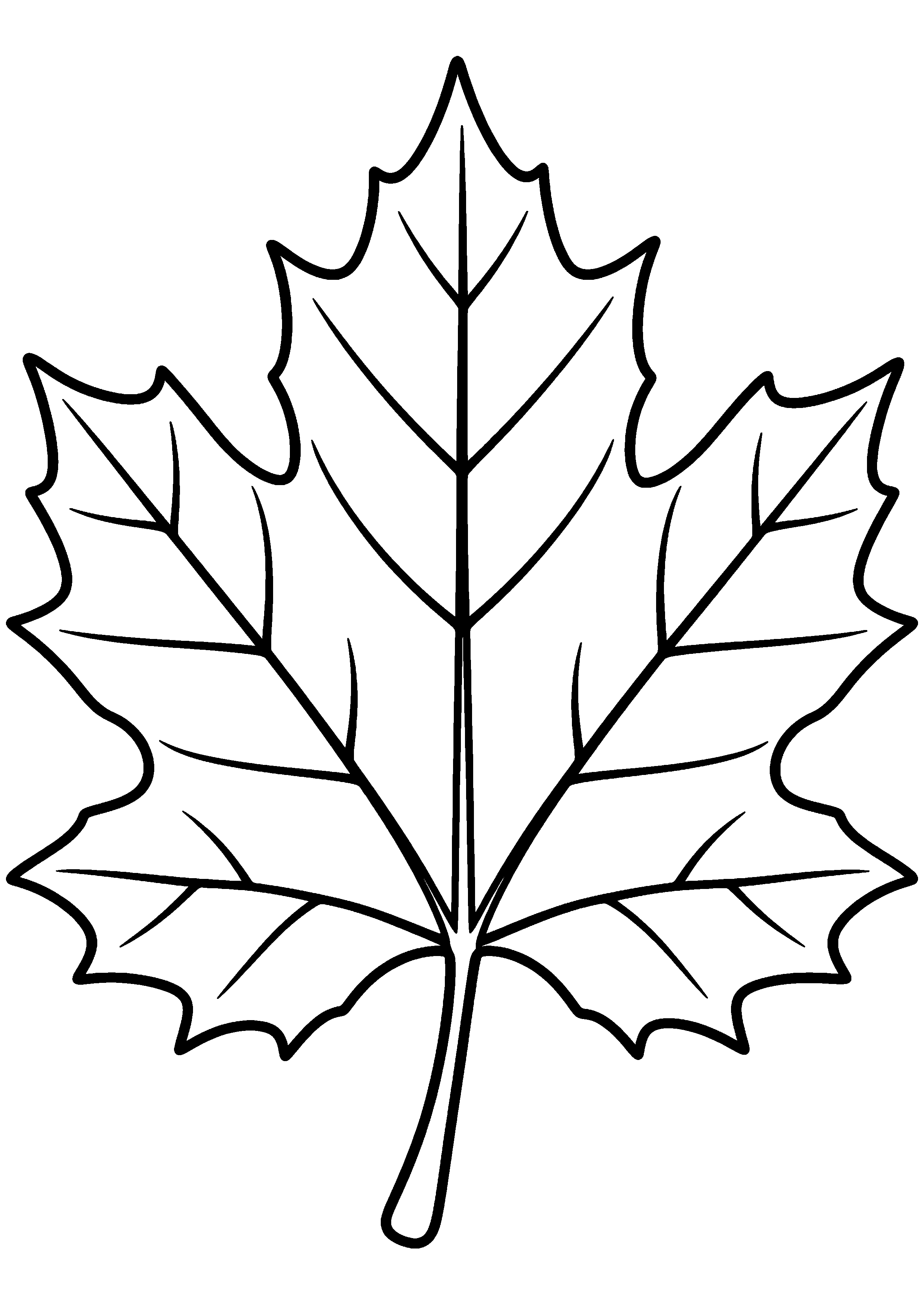 Grande feuille d'érable aux nervures visibles à colorier