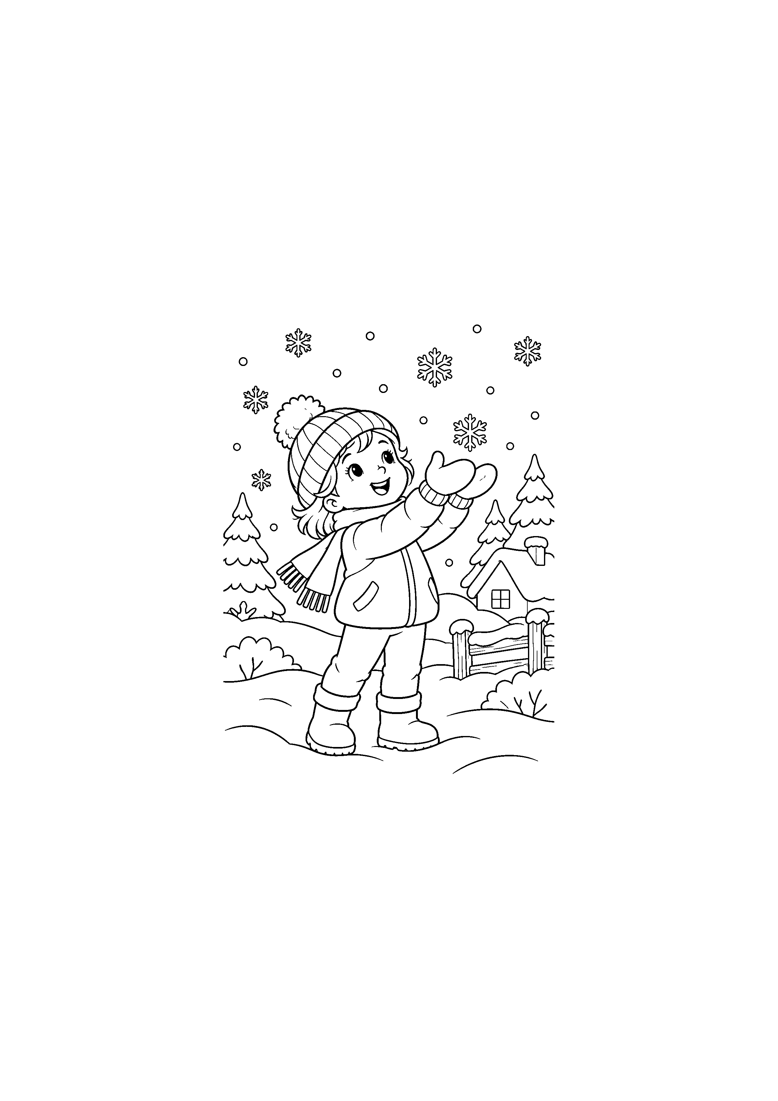 Coloriage grand flocon central, composition 25 de Noël à imprimer gratuitement