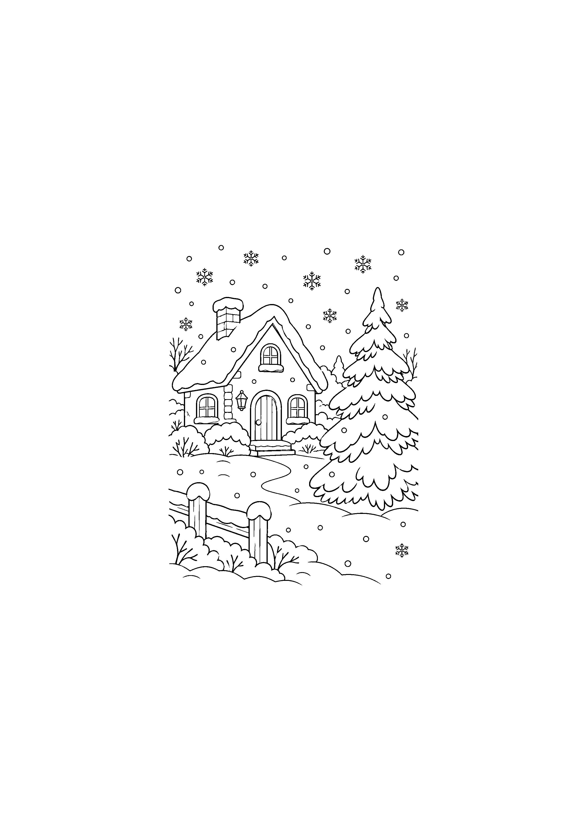 Coloriage mandala de flocons, composition 27 de Noël à imprimer gratuitement
