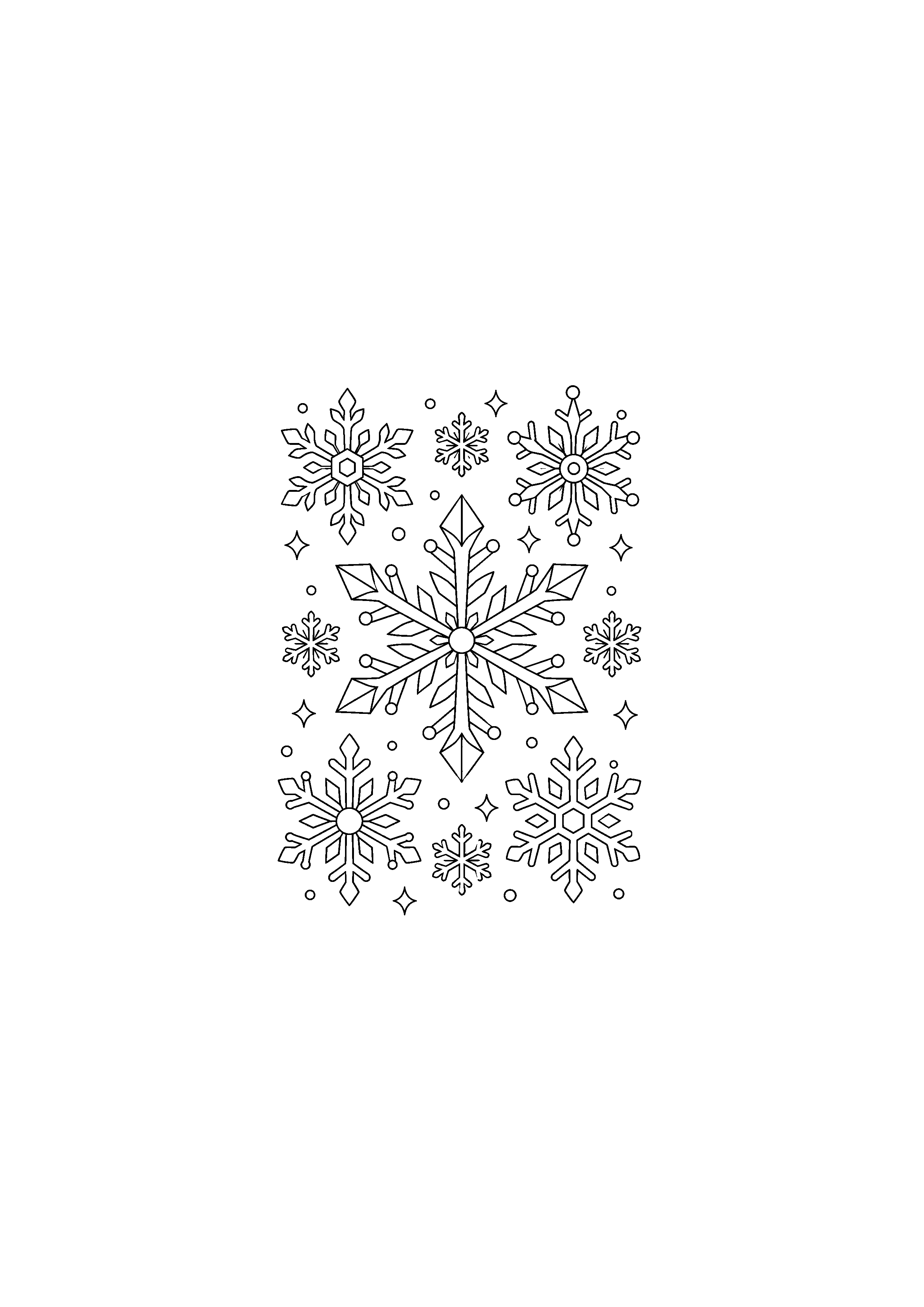Coloriage collection de formes de flocons, composition 30 de Noël à imprimer gratuitement