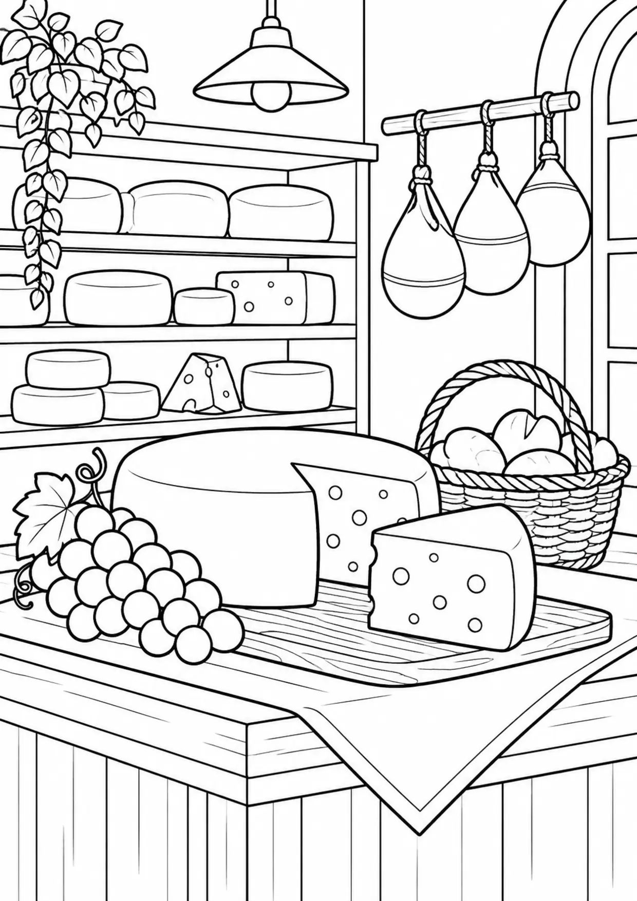 Coloriage Fromage : comptoir