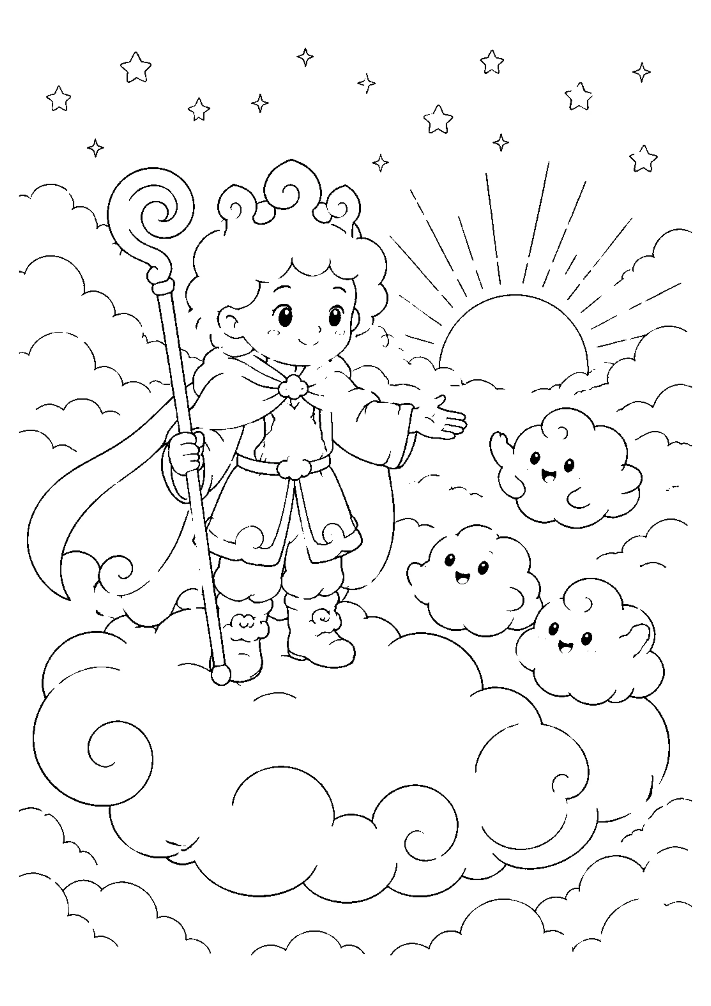 Coloriage Gardien des nuages à imprimer – dessin 1