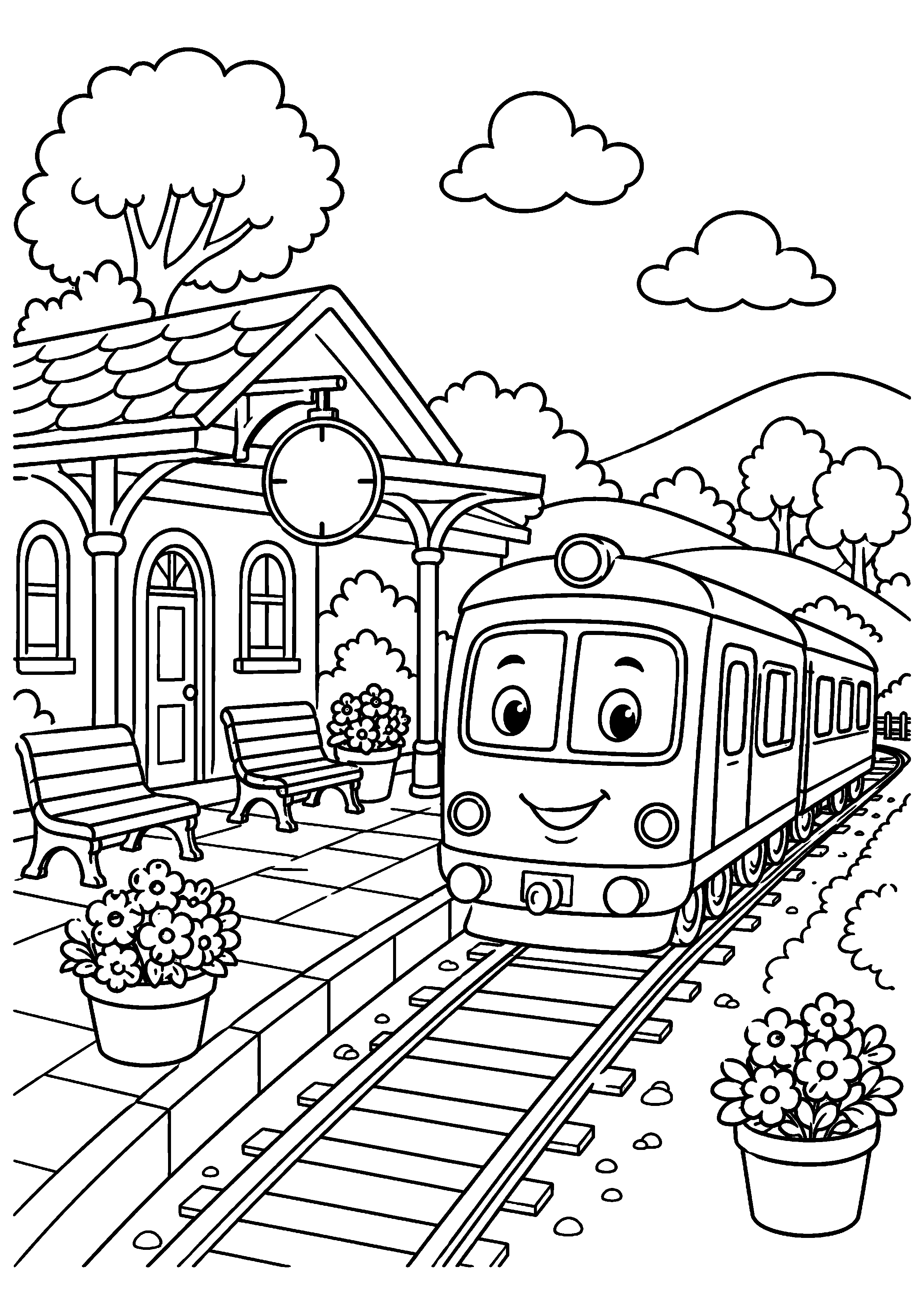 Coloriage gare à imprimer – dessin n°1