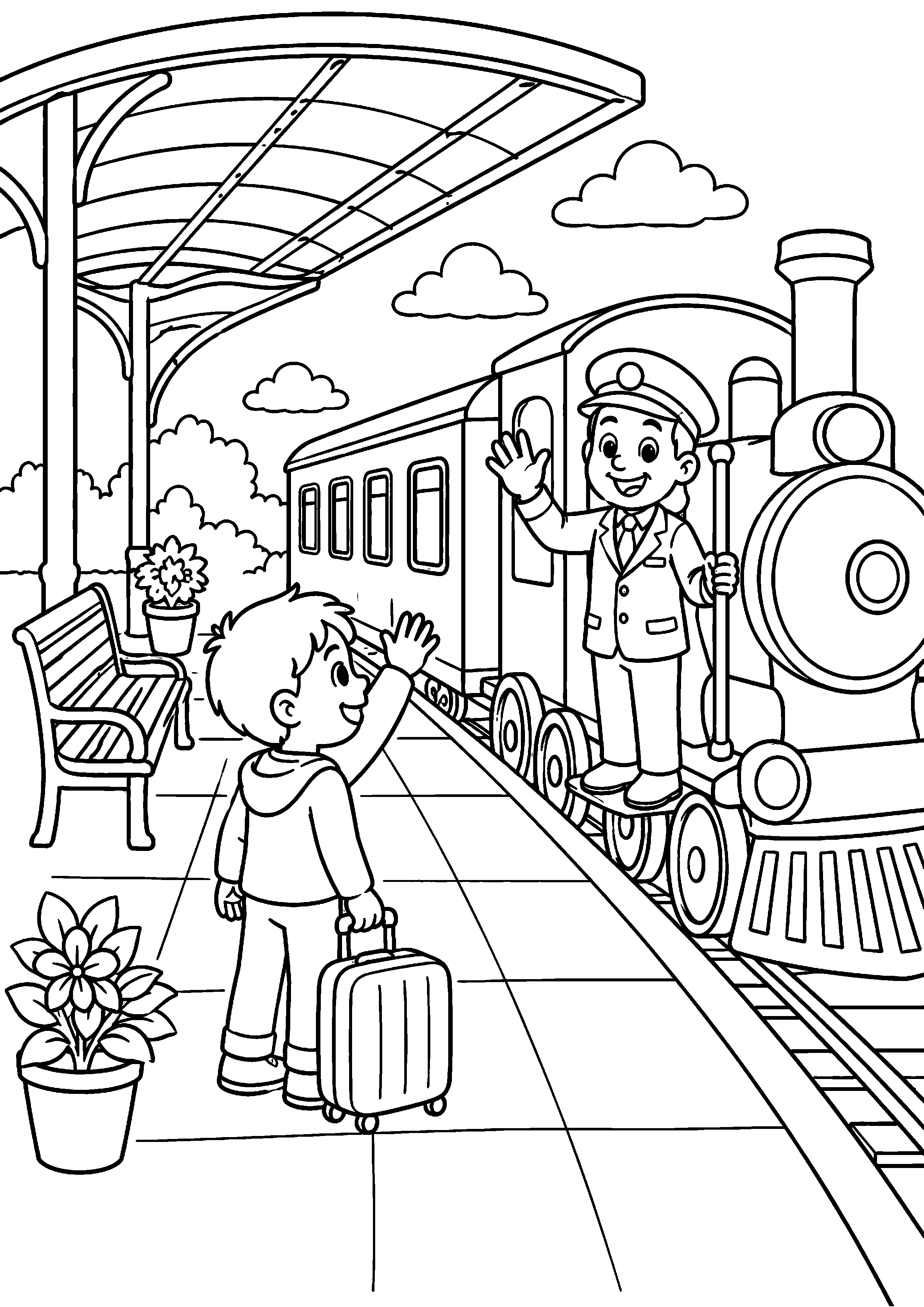 Coloriage gare à imprimer – dessin n°2