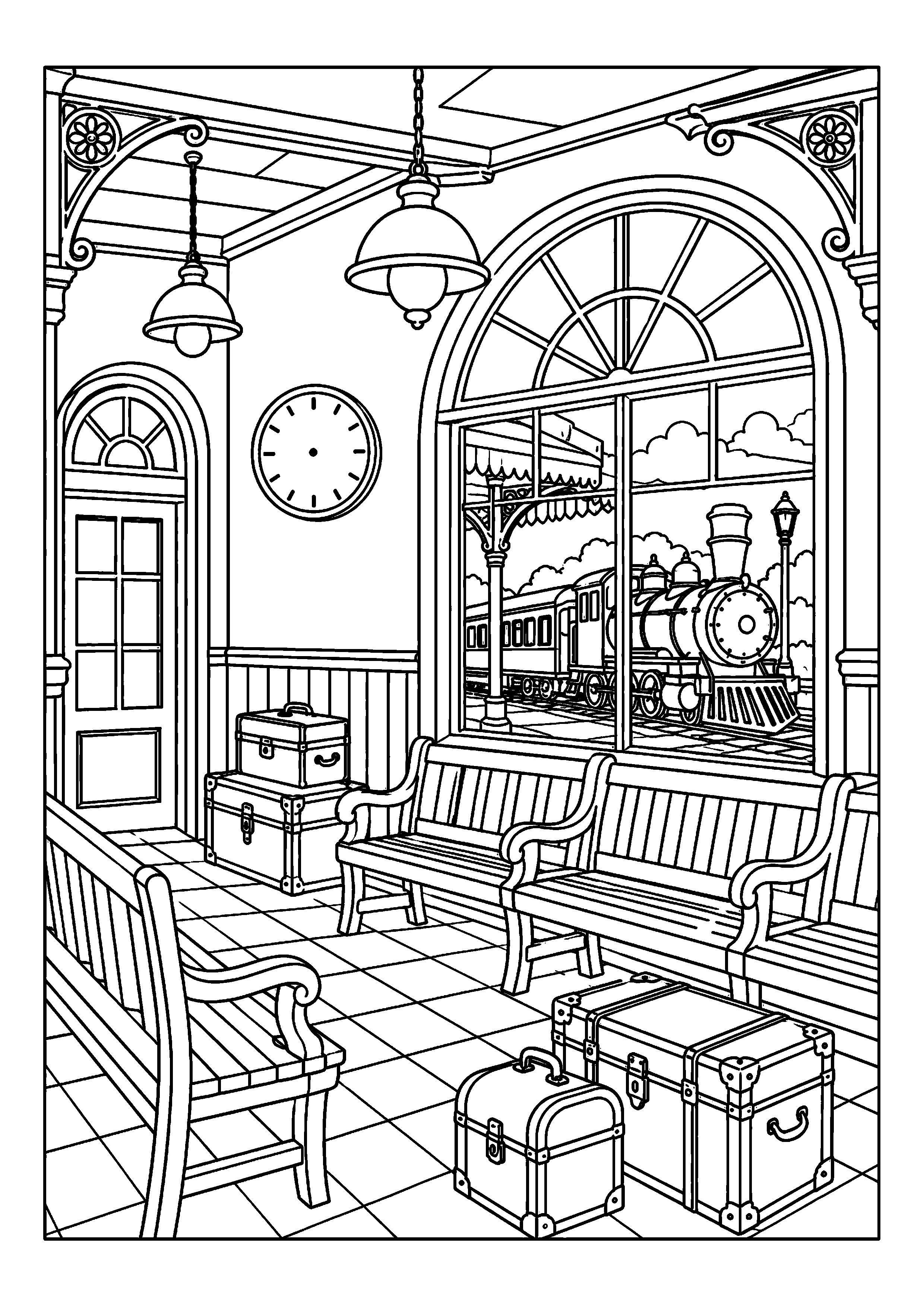 Coloriage gare à imprimer – dessin n°14
