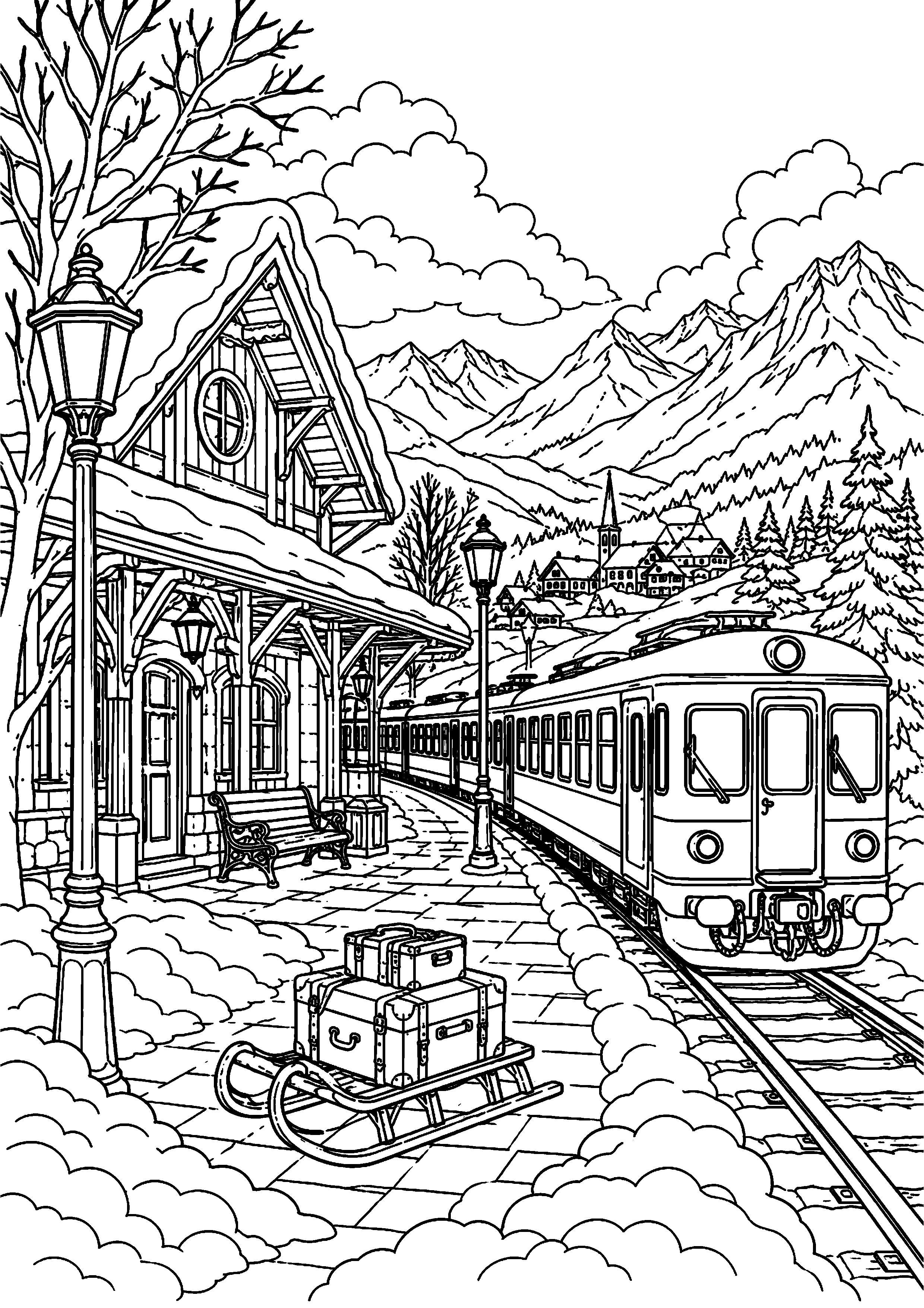 Coloriage gare à imprimer – dessin n°19