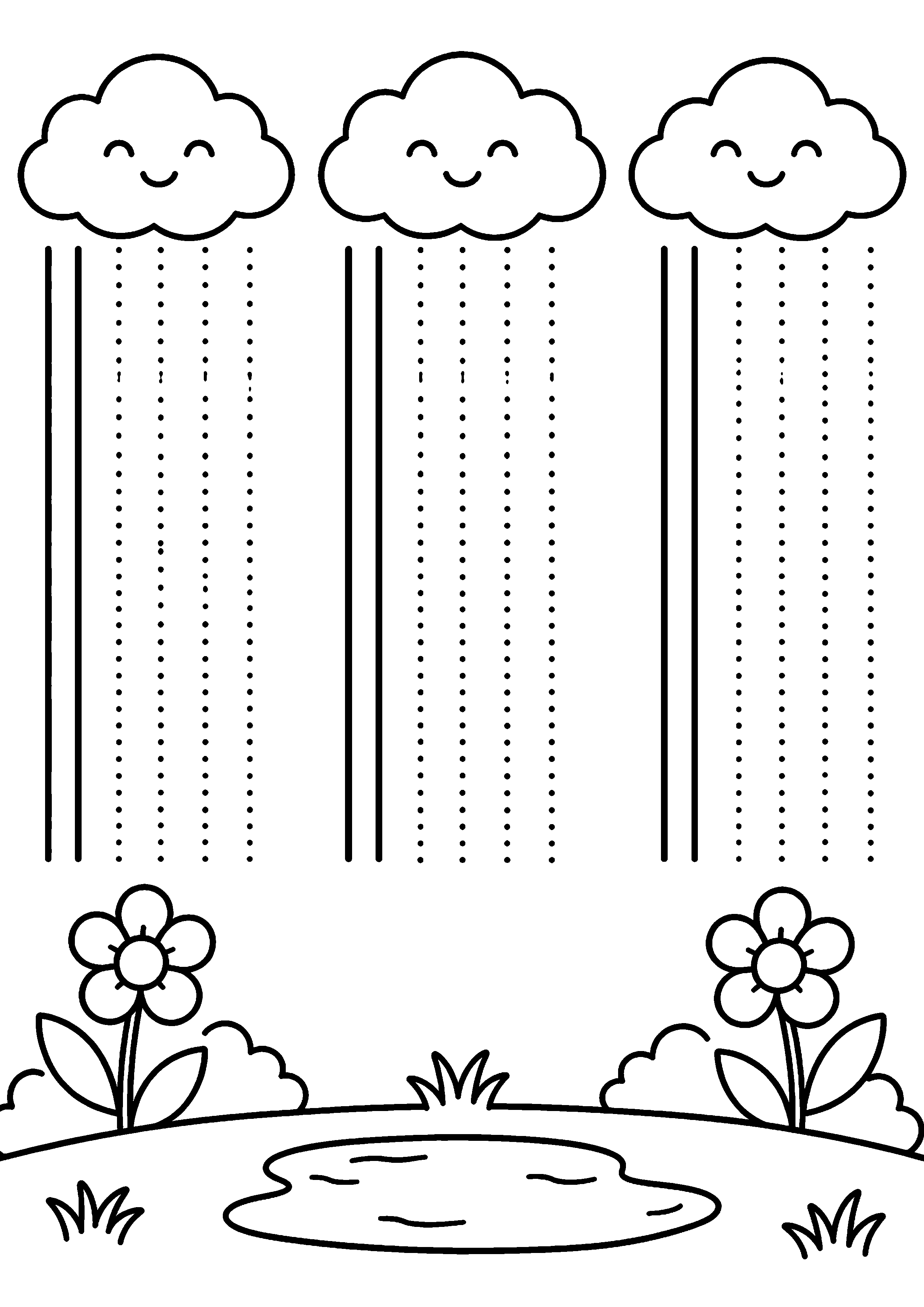Coloriage lignes verticales pour pluie à imprimer