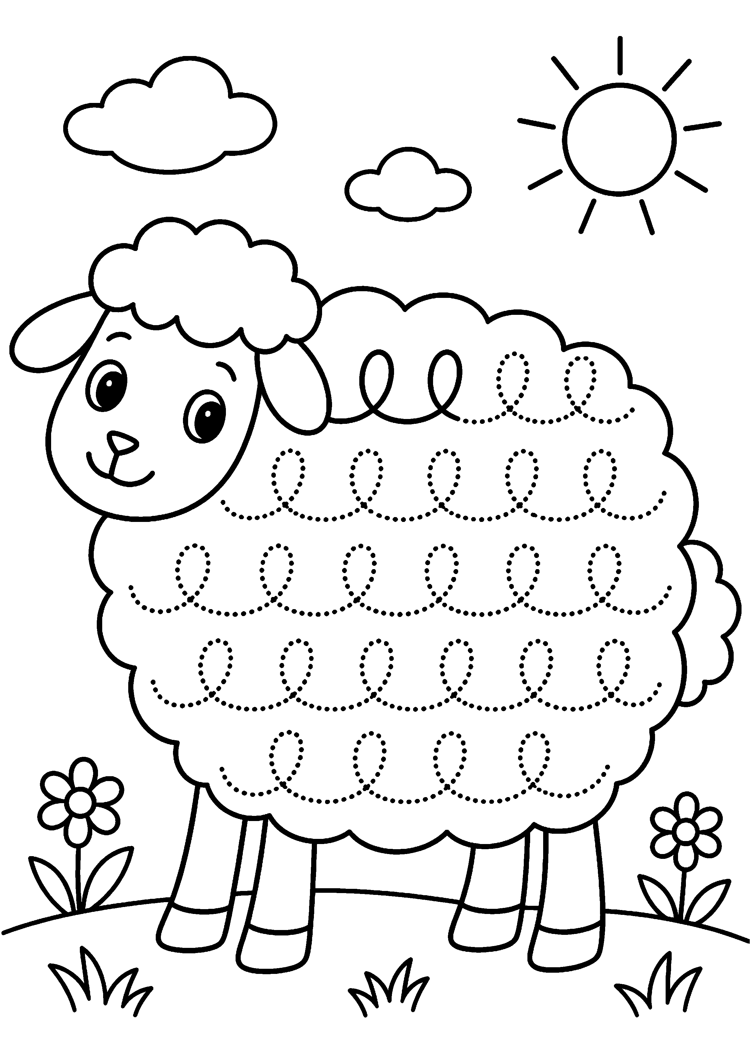 Coloriage boucles pour laine à imprimer