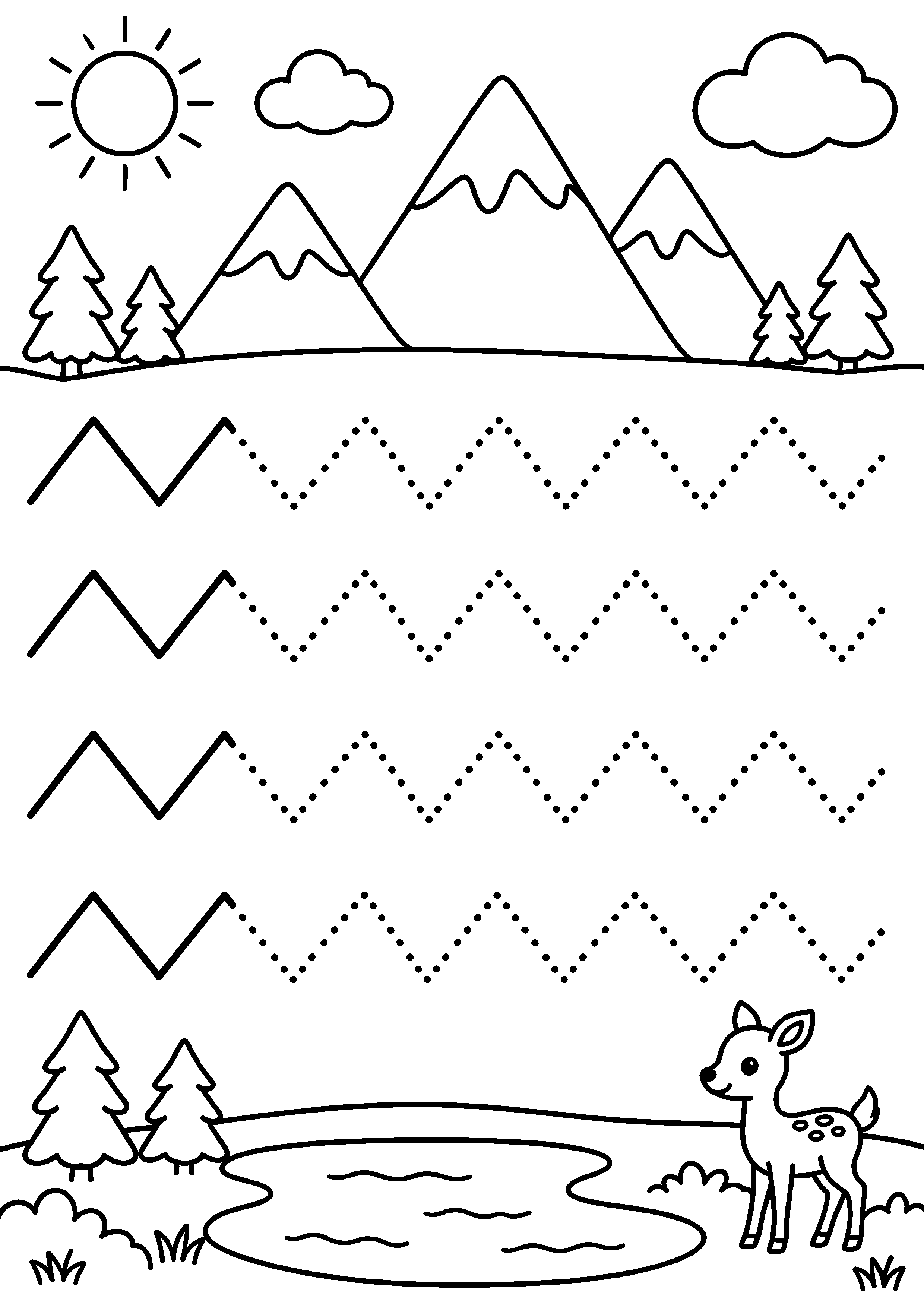 Coloriage zigzags pour montagne à imprimer