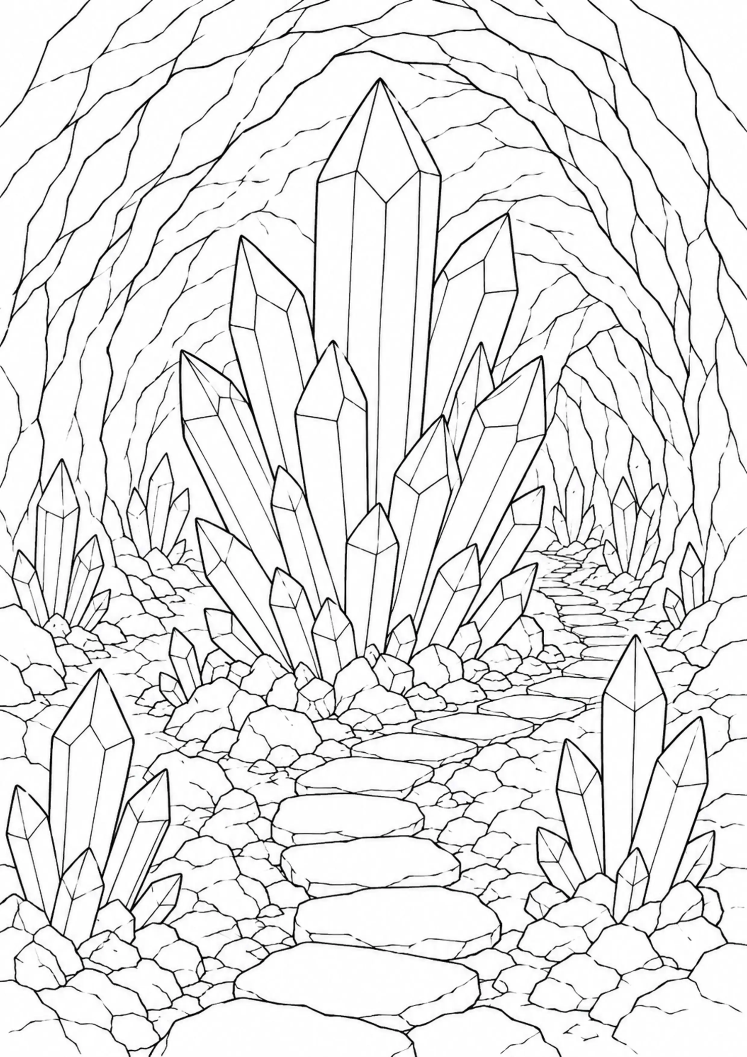 Coloriage Grotte de cristaux à imprimer – dessin n°1