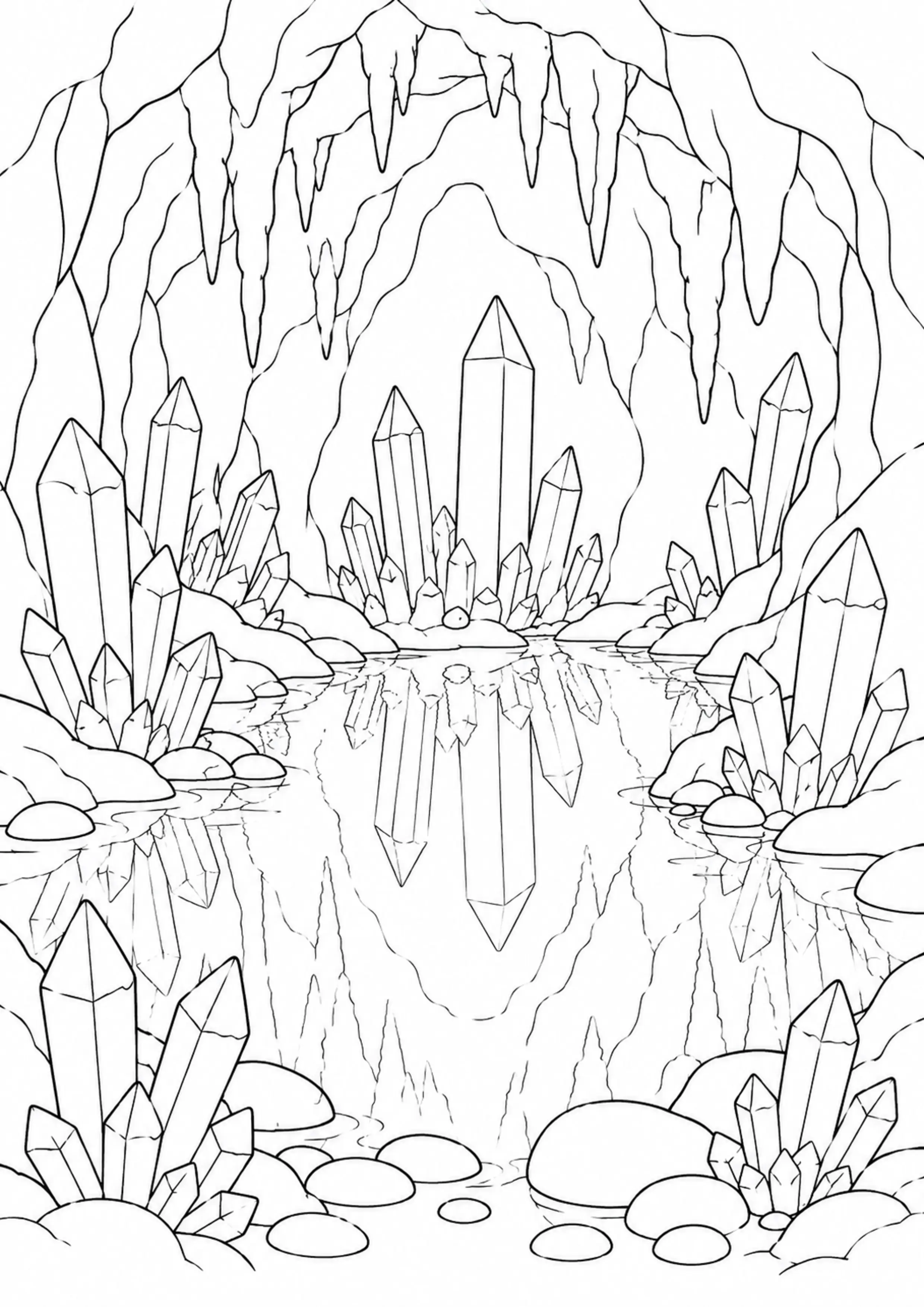 Coloriage Grotte de cristaux à imprimer – dessin 2