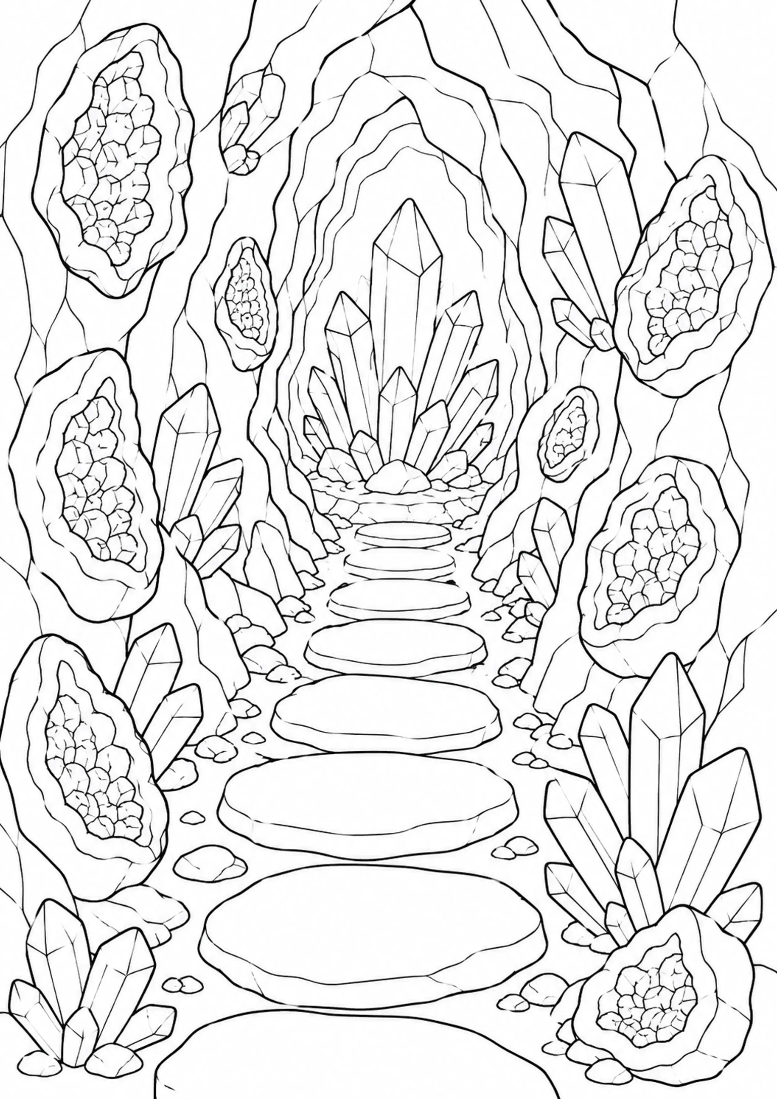 Coloriage Grotte de cristaux à imprimer – dessin n°3