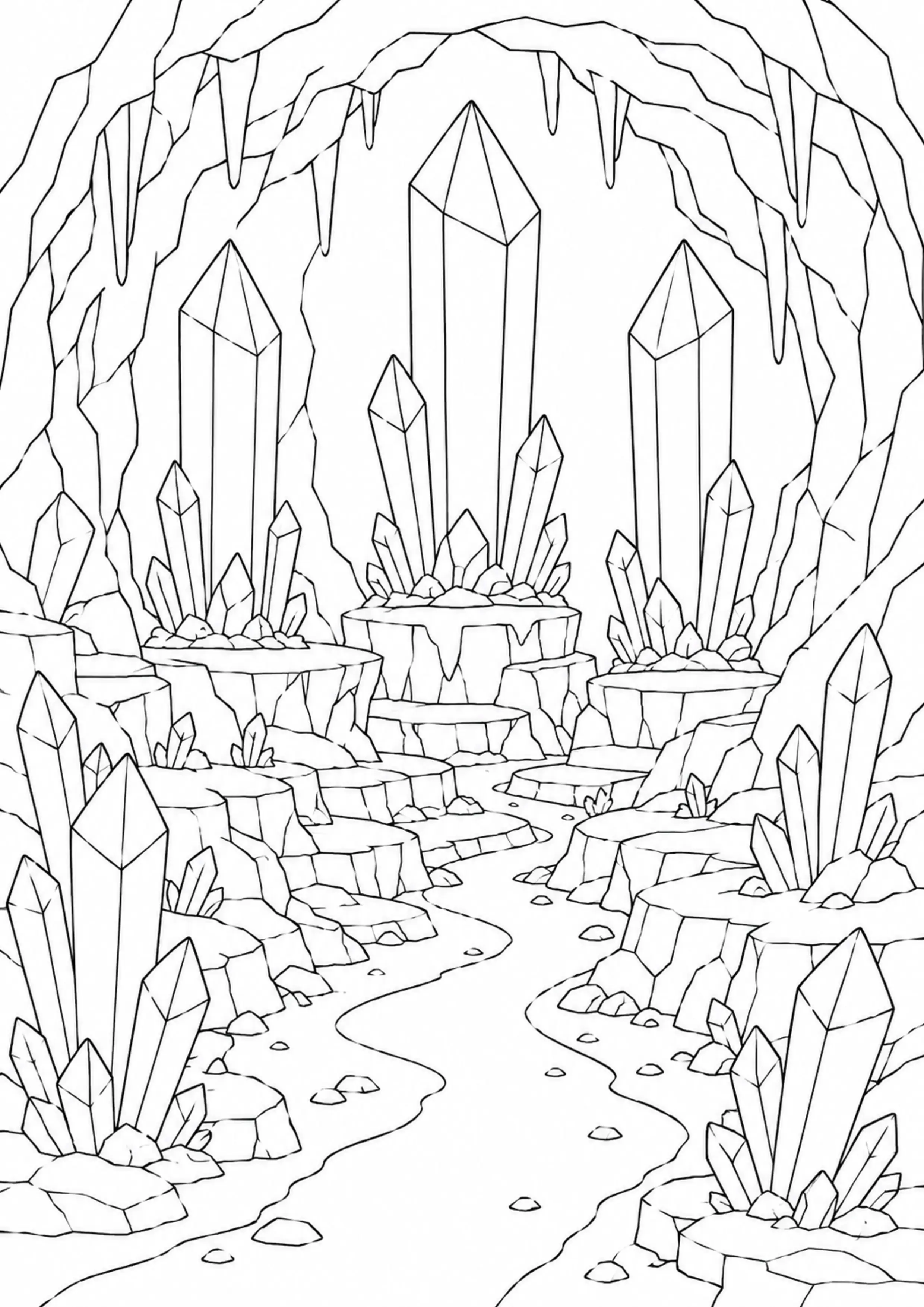 Coloriage Grotte de cristaux à imprimer – dessin 4
