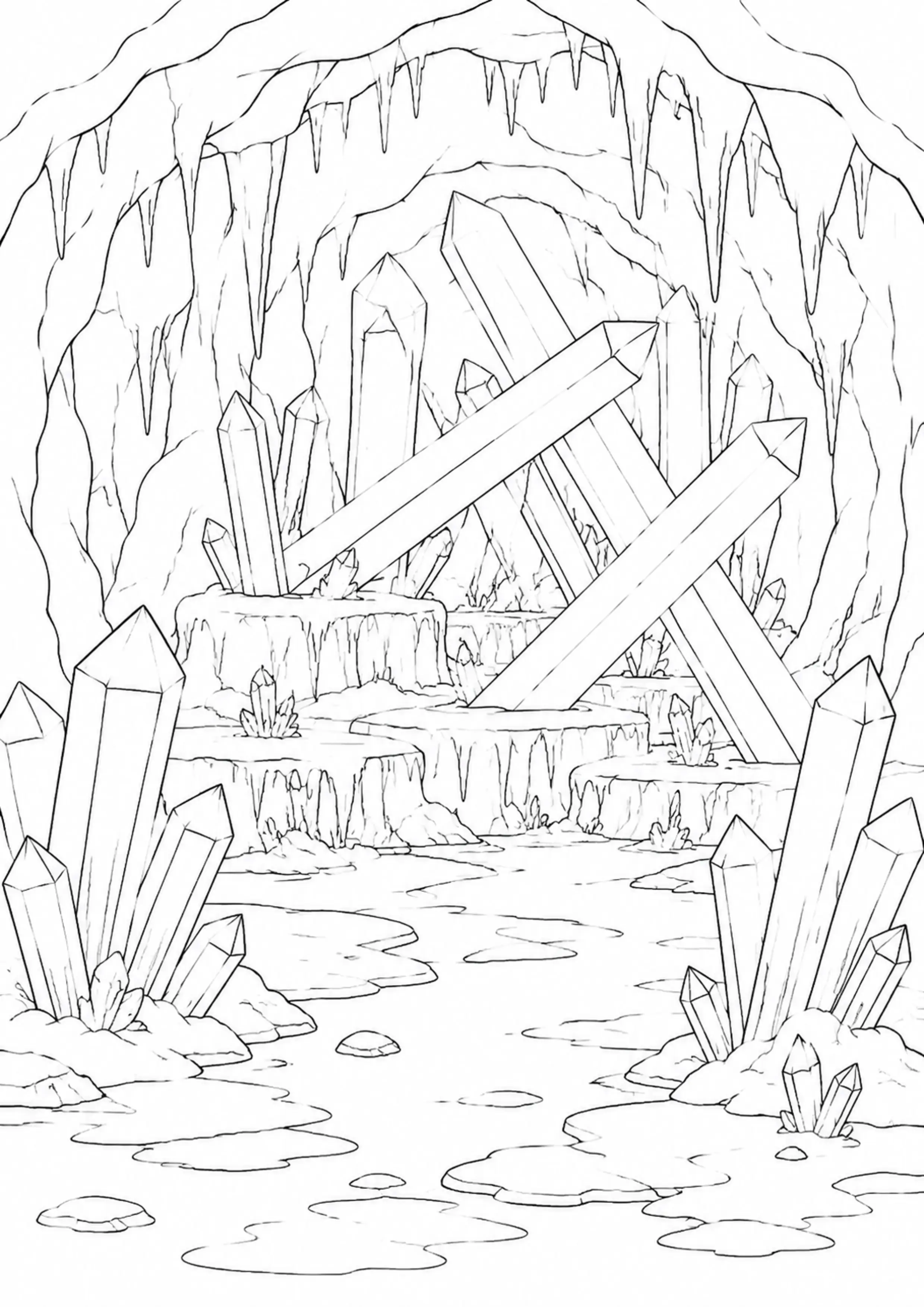 Coloriage Grotte de cristaux à imprimer – dessin n°7