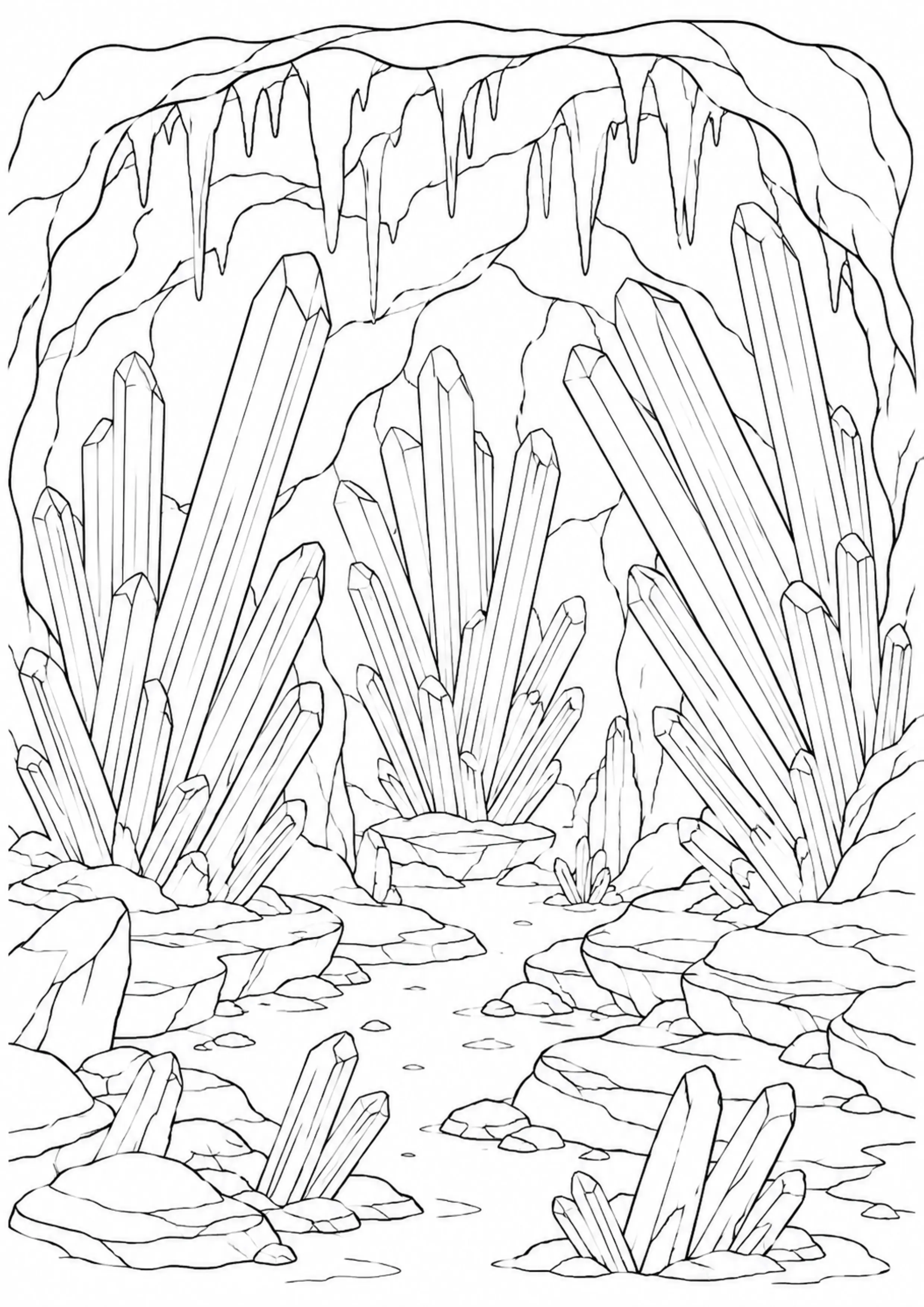 Coloriage Grotte de cristaux à imprimer – dessin n°14