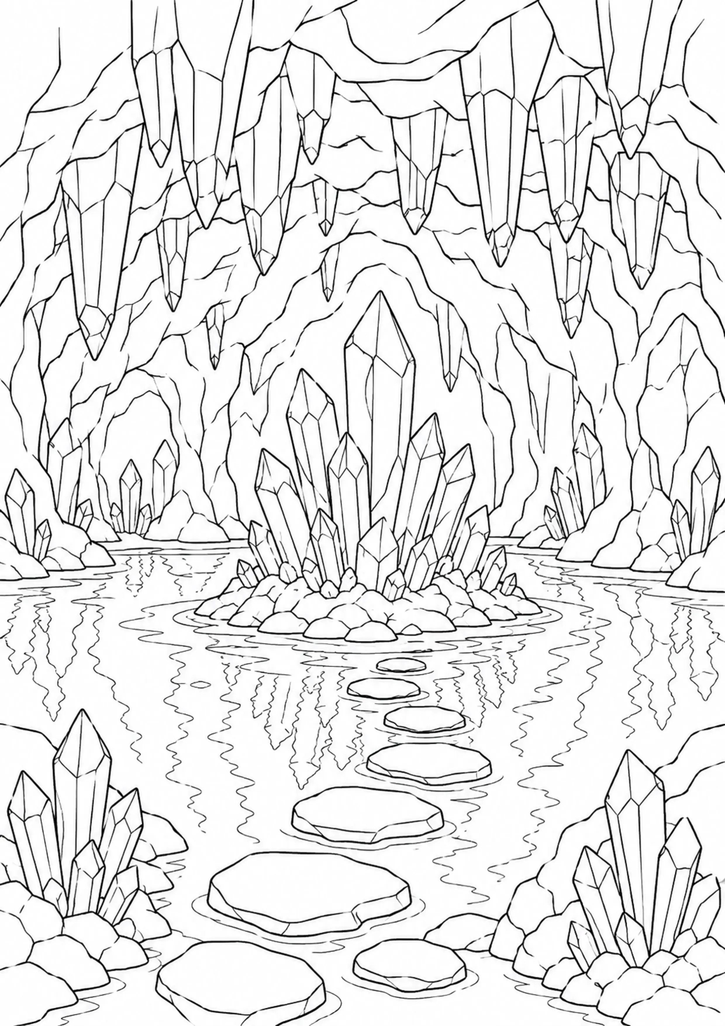 Coloriage Grotte de cristaux à imprimer – dessin n°18