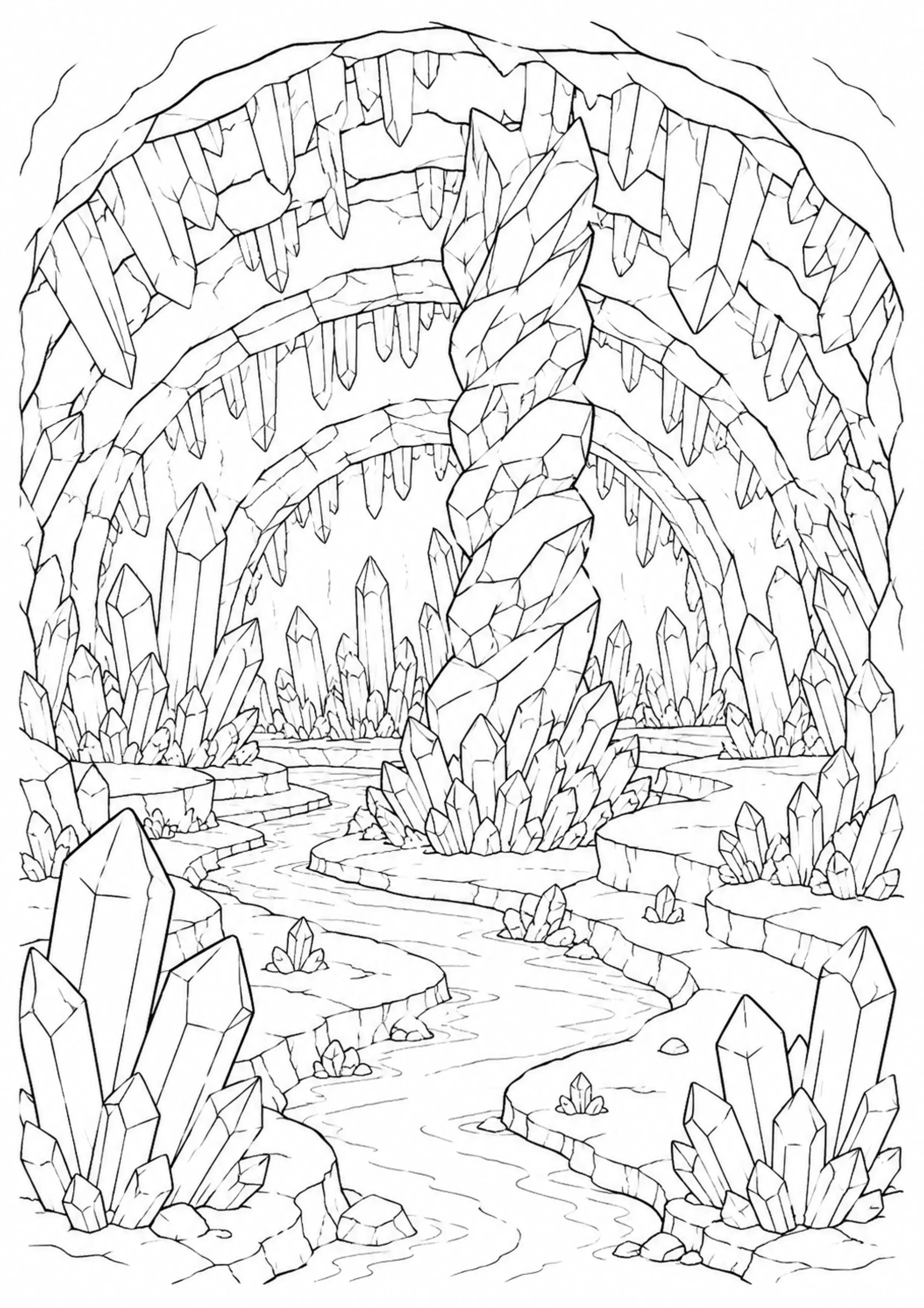 Coloriage Grotte de cristaux à imprimer – dessin n°20