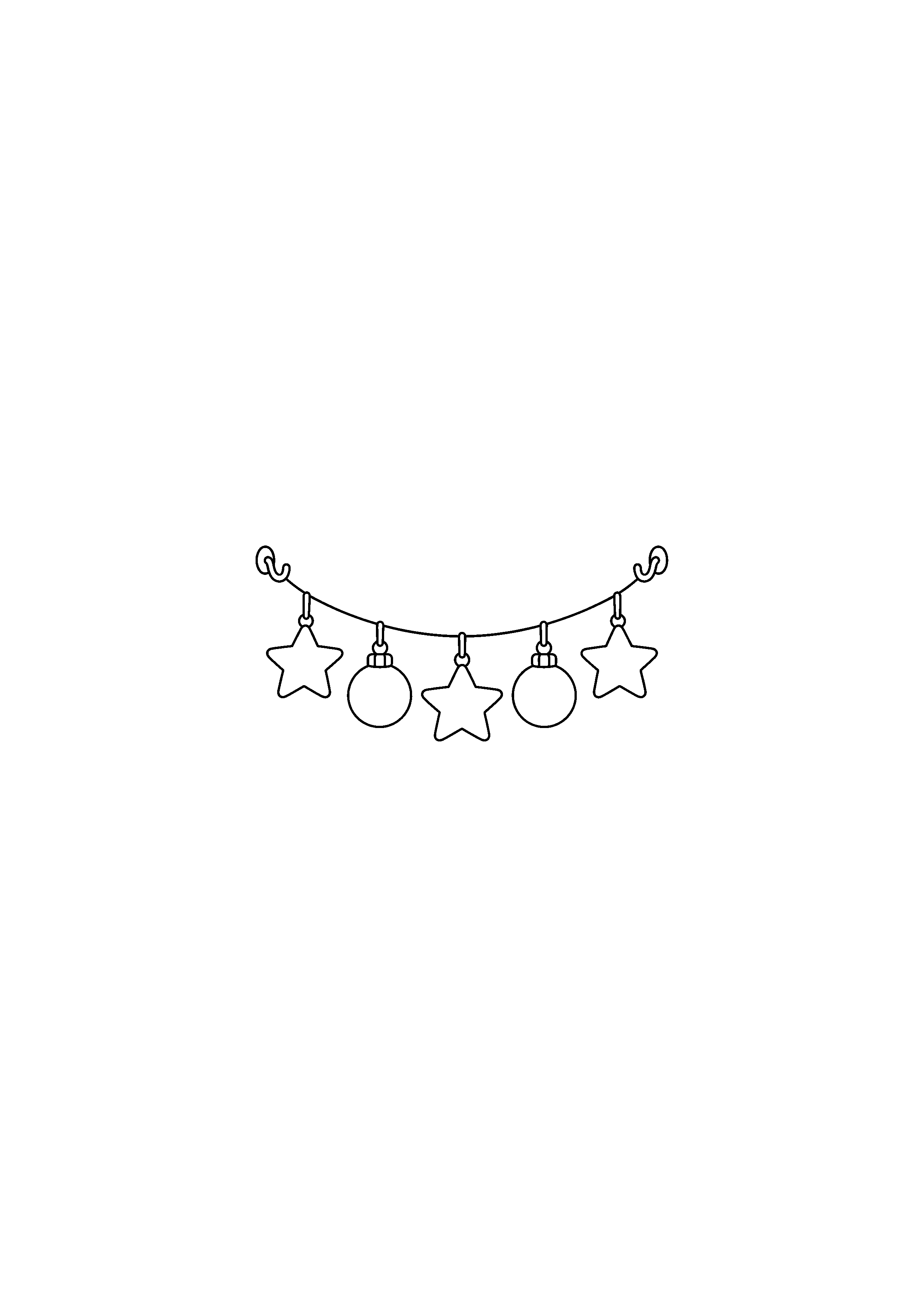 Coloriage Guirlande simple d’étoiles et de boules à imprimer