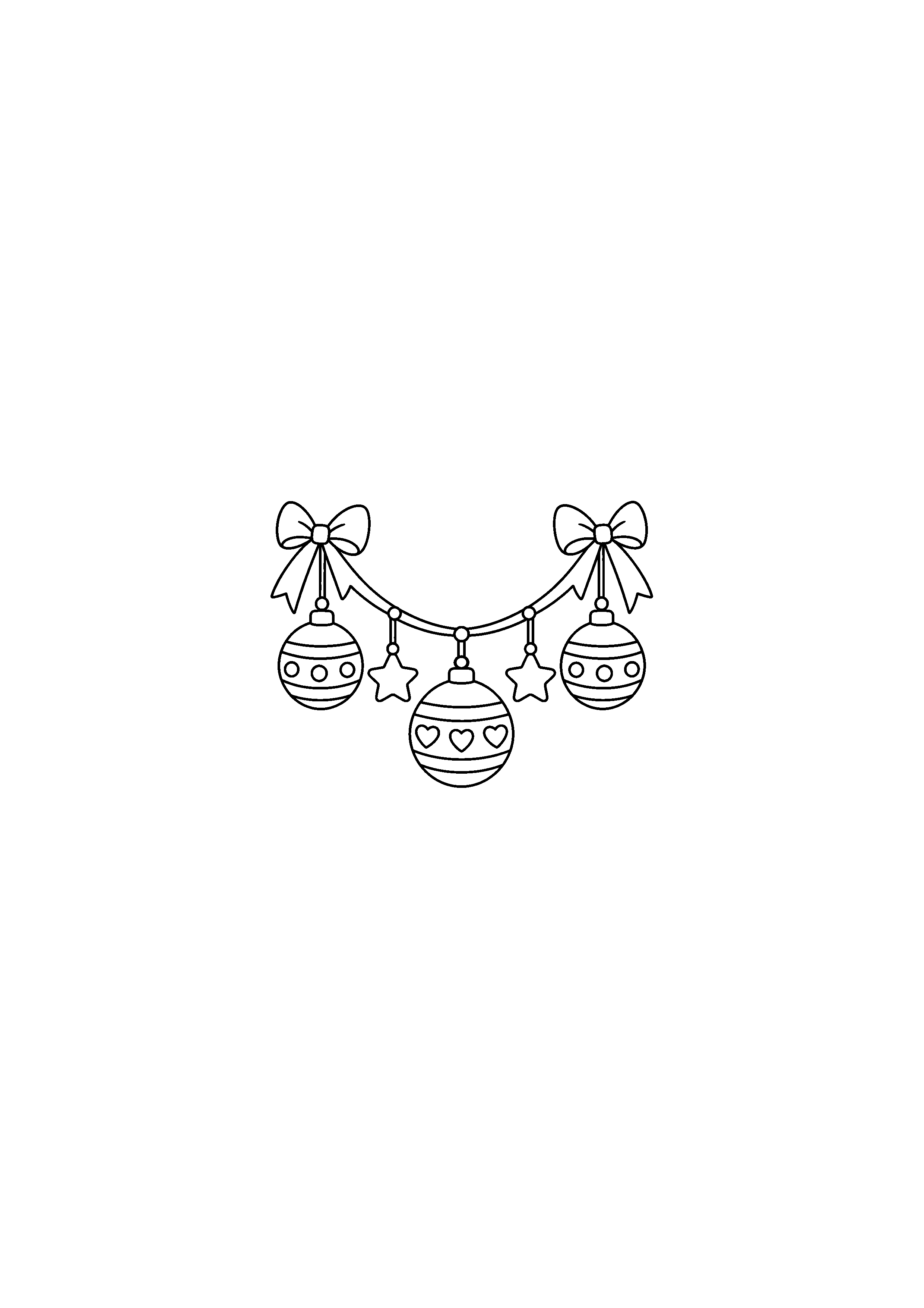 Coloriage Guirlande de boules, nœuds et étoiles de Noël à imprimer gratuitement
